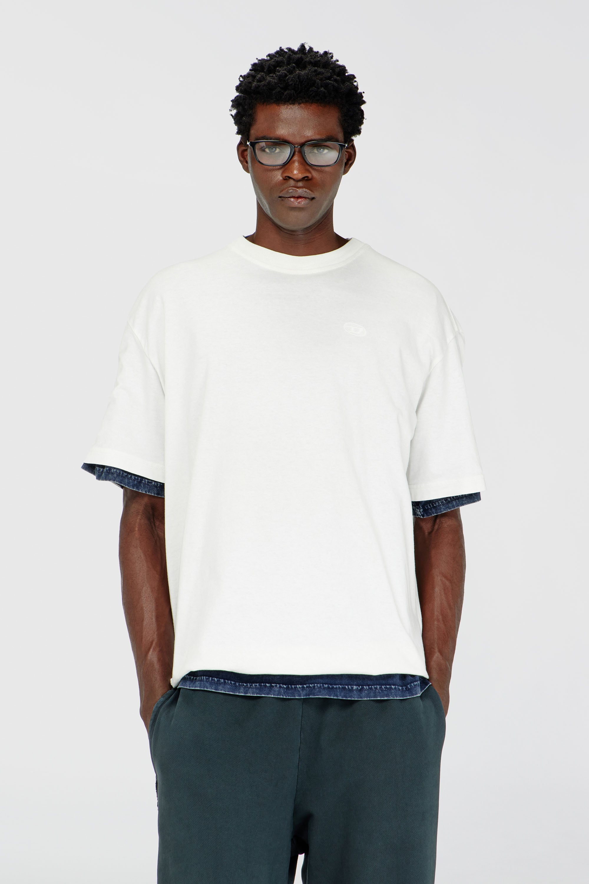 Diesel - T-shirt with maxi oval D embroidery - T-Shirts - Man - White