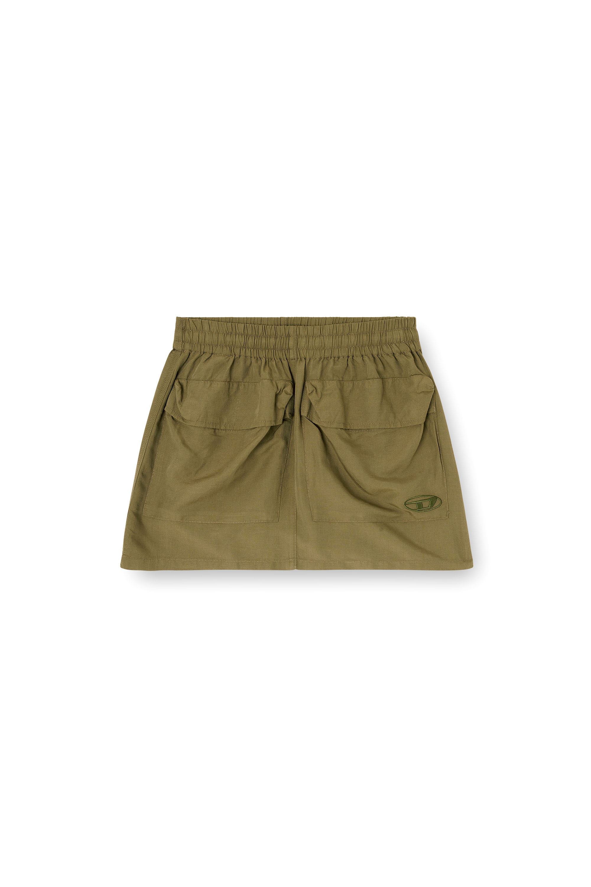 Diesel - O-CEAN-S2, Woman's Linen-blend mini skirt with cargo pockets in Green - 4