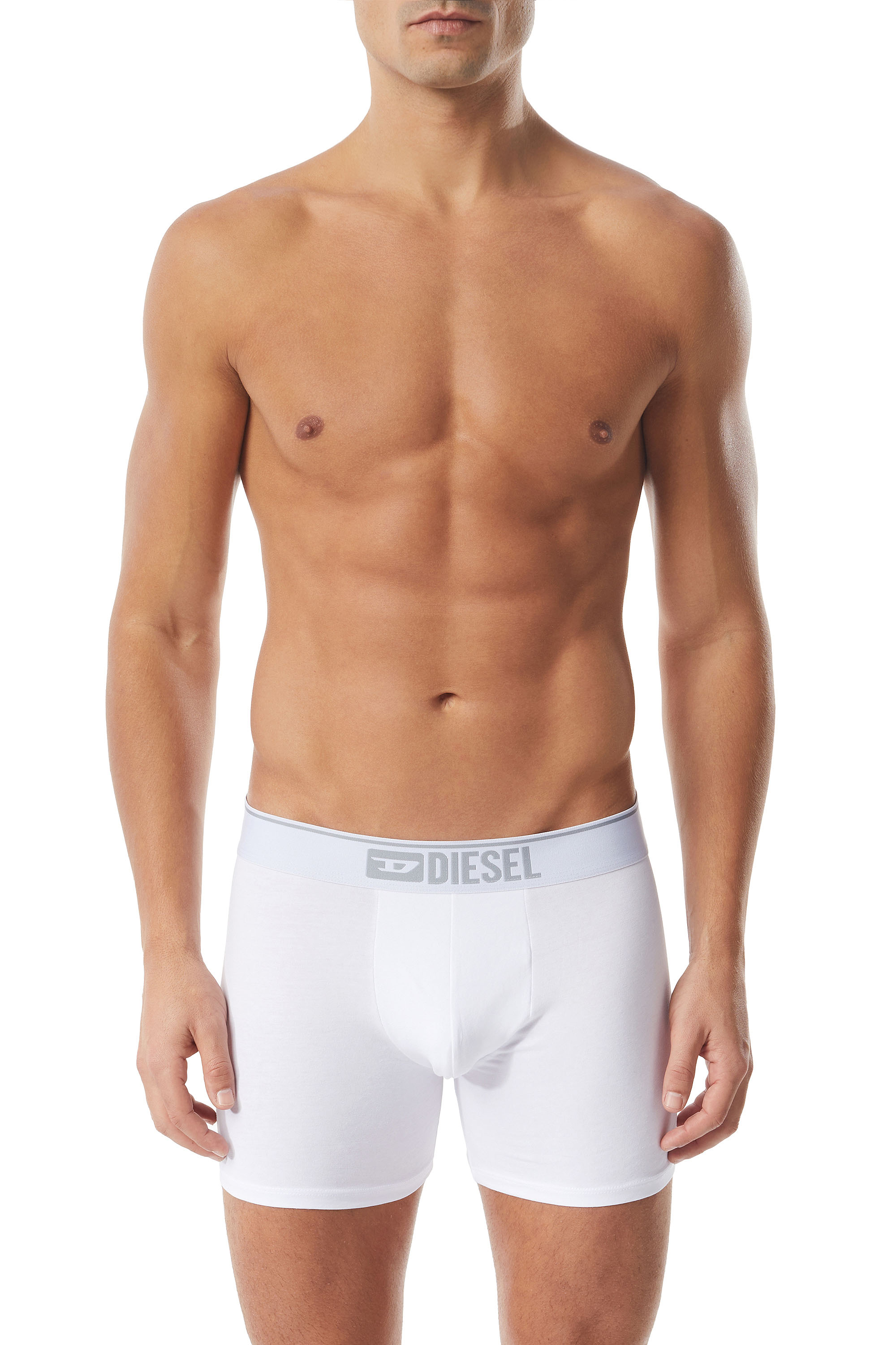 Diesel Three-pack Of Plain Long Boxer Briefs In White