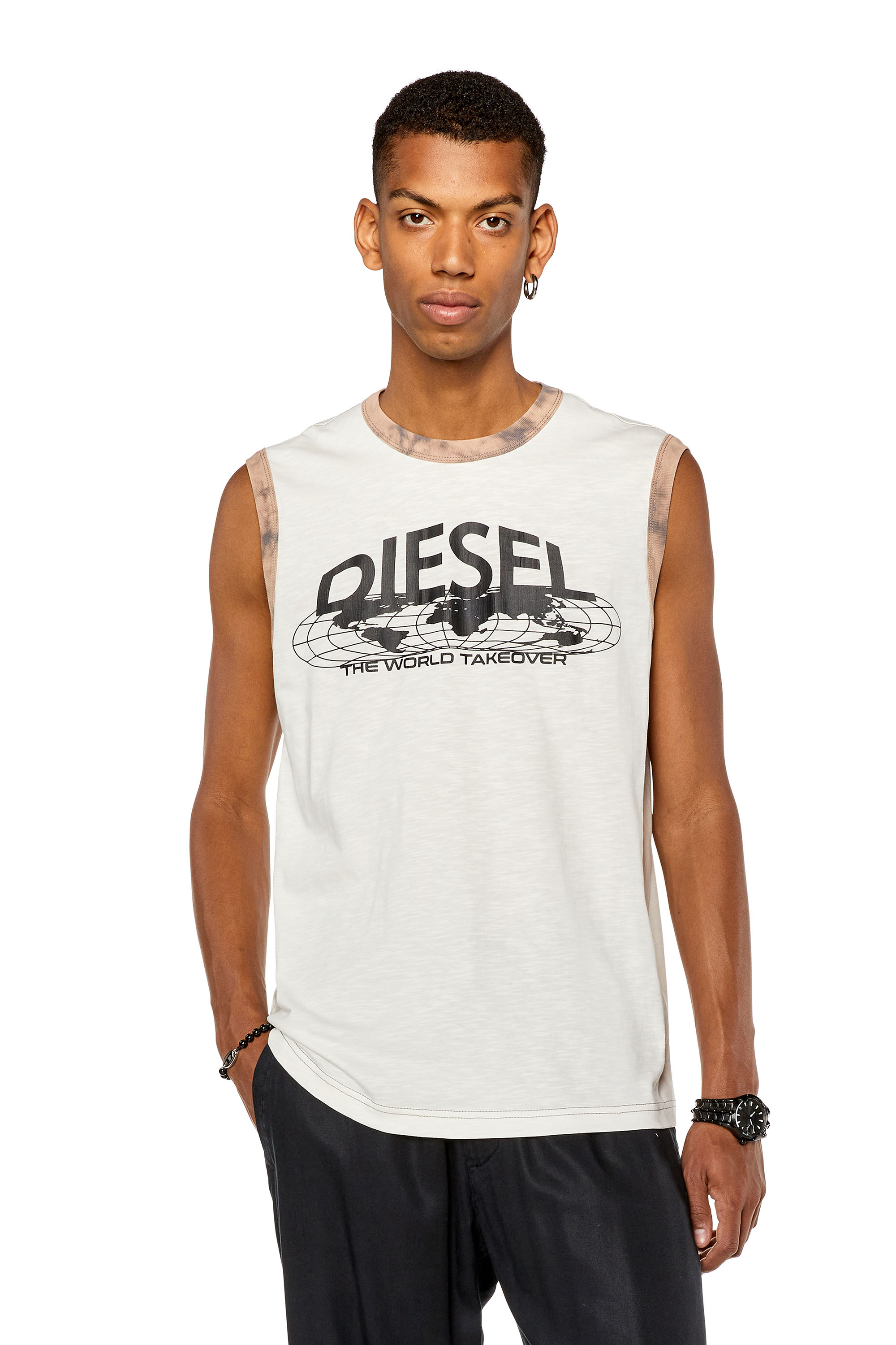 Diesel - T-shirt with marbled trims - T-Shirts - Man - White