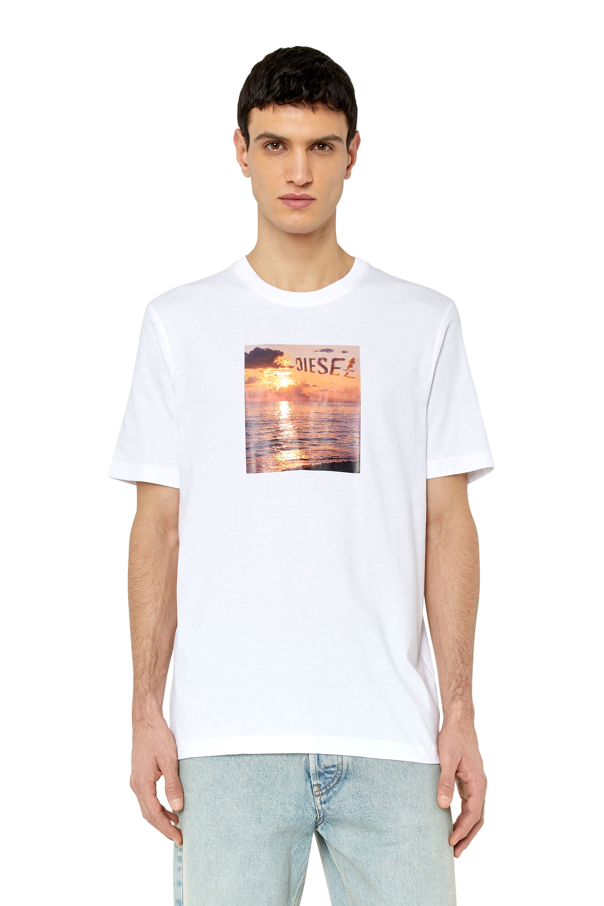 Diesel - T-shirt con stampa tramonto Diesel - T-Shirts - Uomo - Bianco