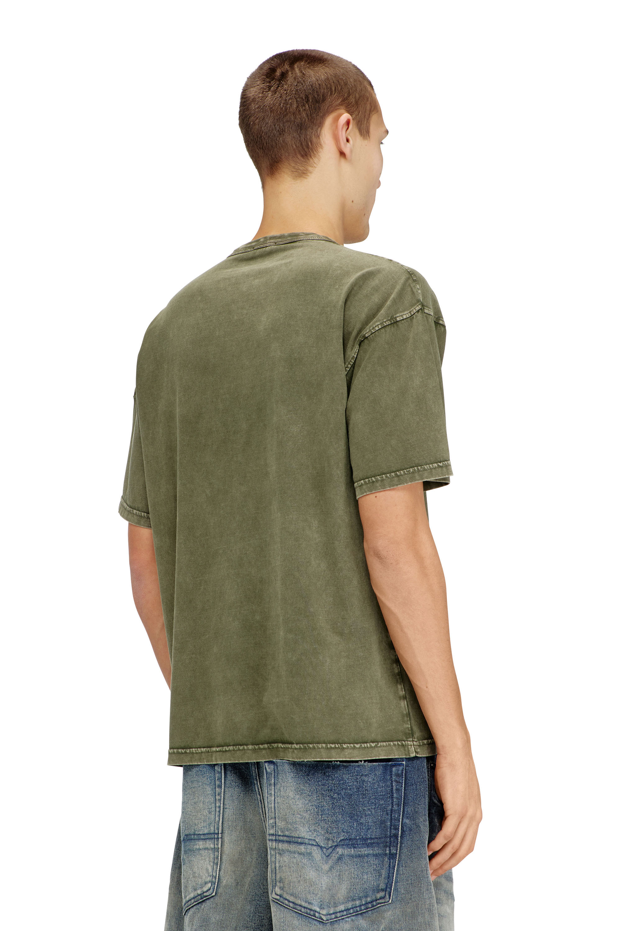 Diesel - T-BOXT-DEN, Man's Relaxed cotton T-shirt with Oval D applique in Green - 4
