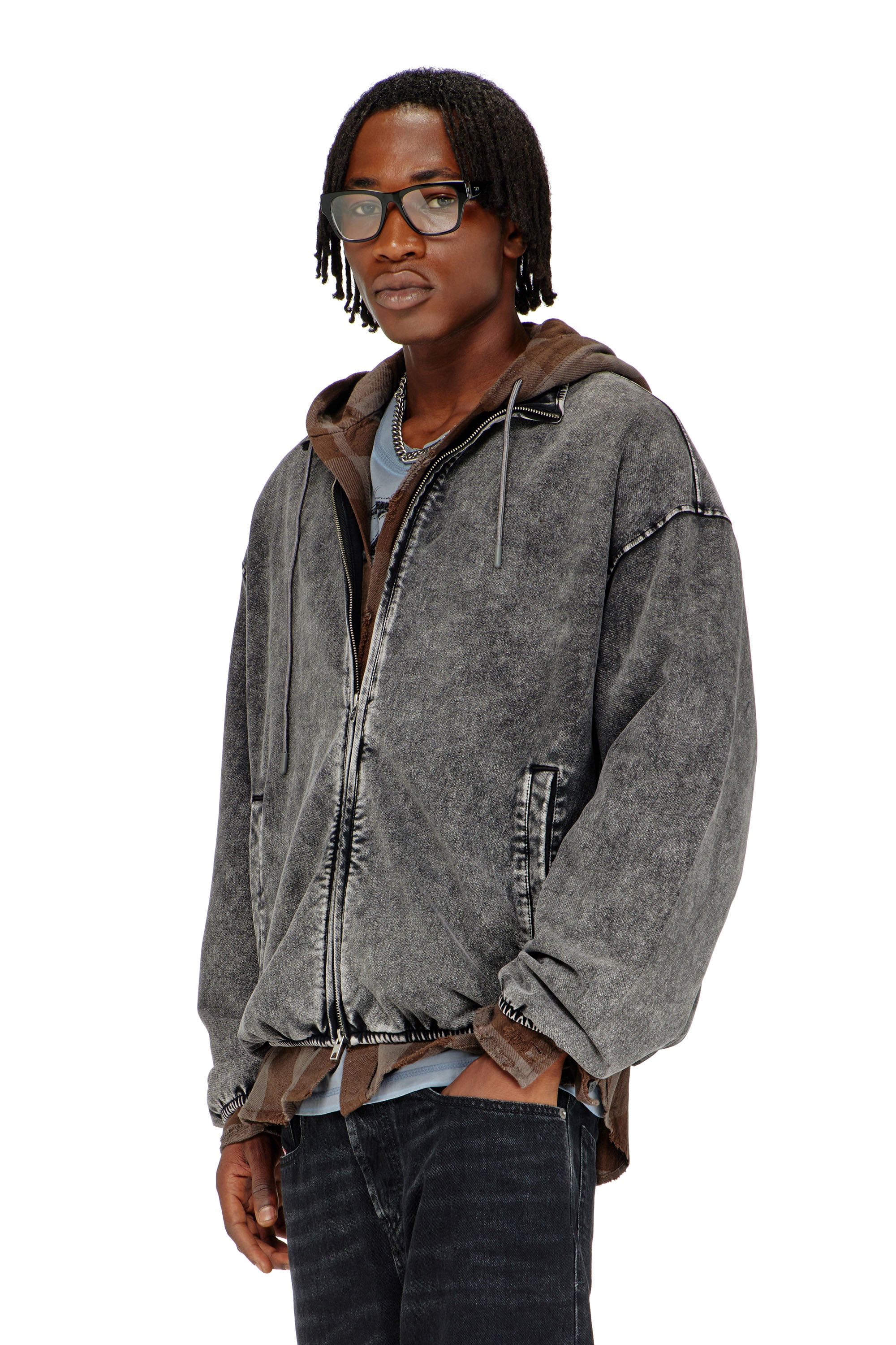 Diesel Hombre Gris - Chaqueta De Felpa Con Efecto Denim - Chaquetas Xxl