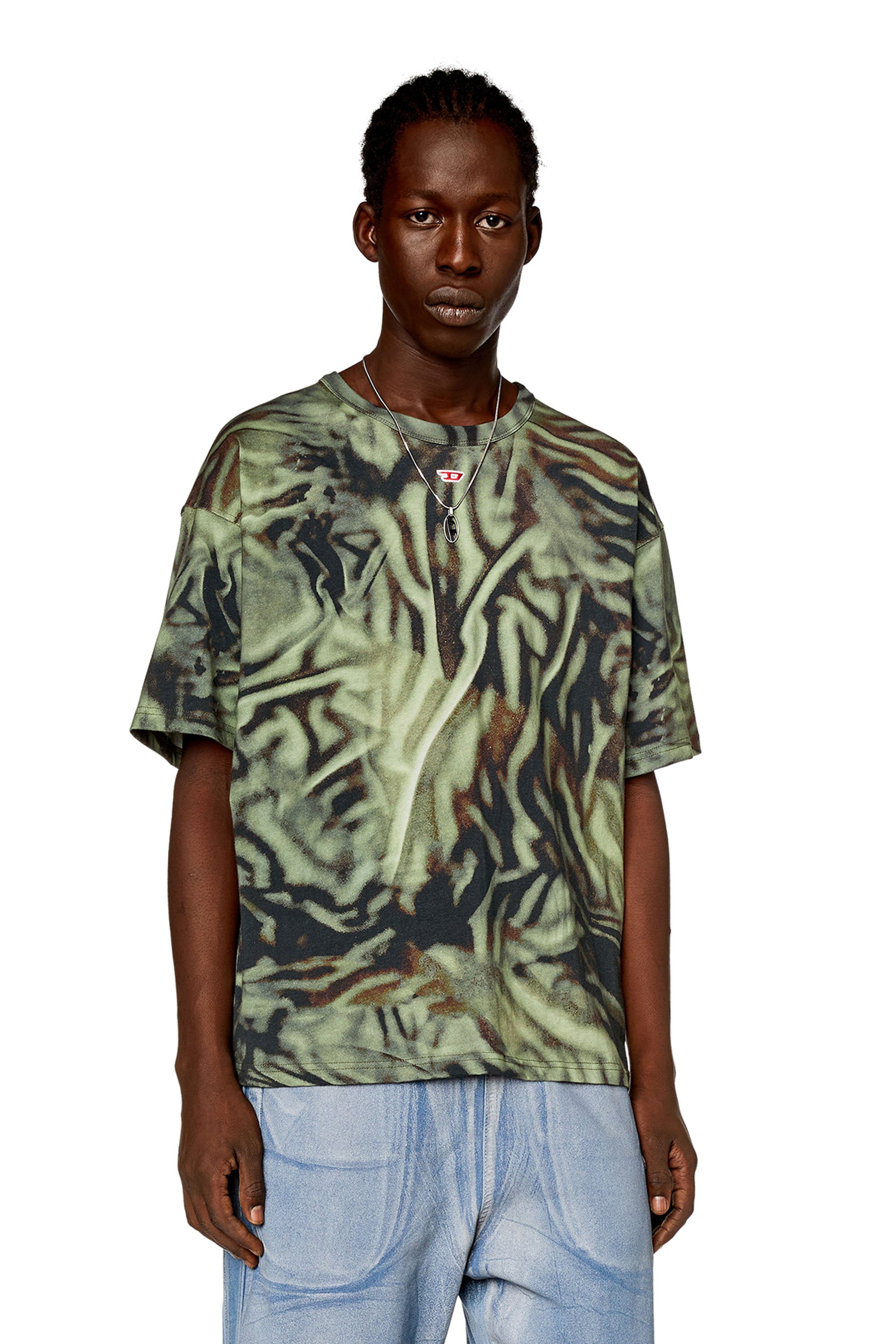 Diesel - T-shirt with zebra-camo print - T-Shirts - Man - Green