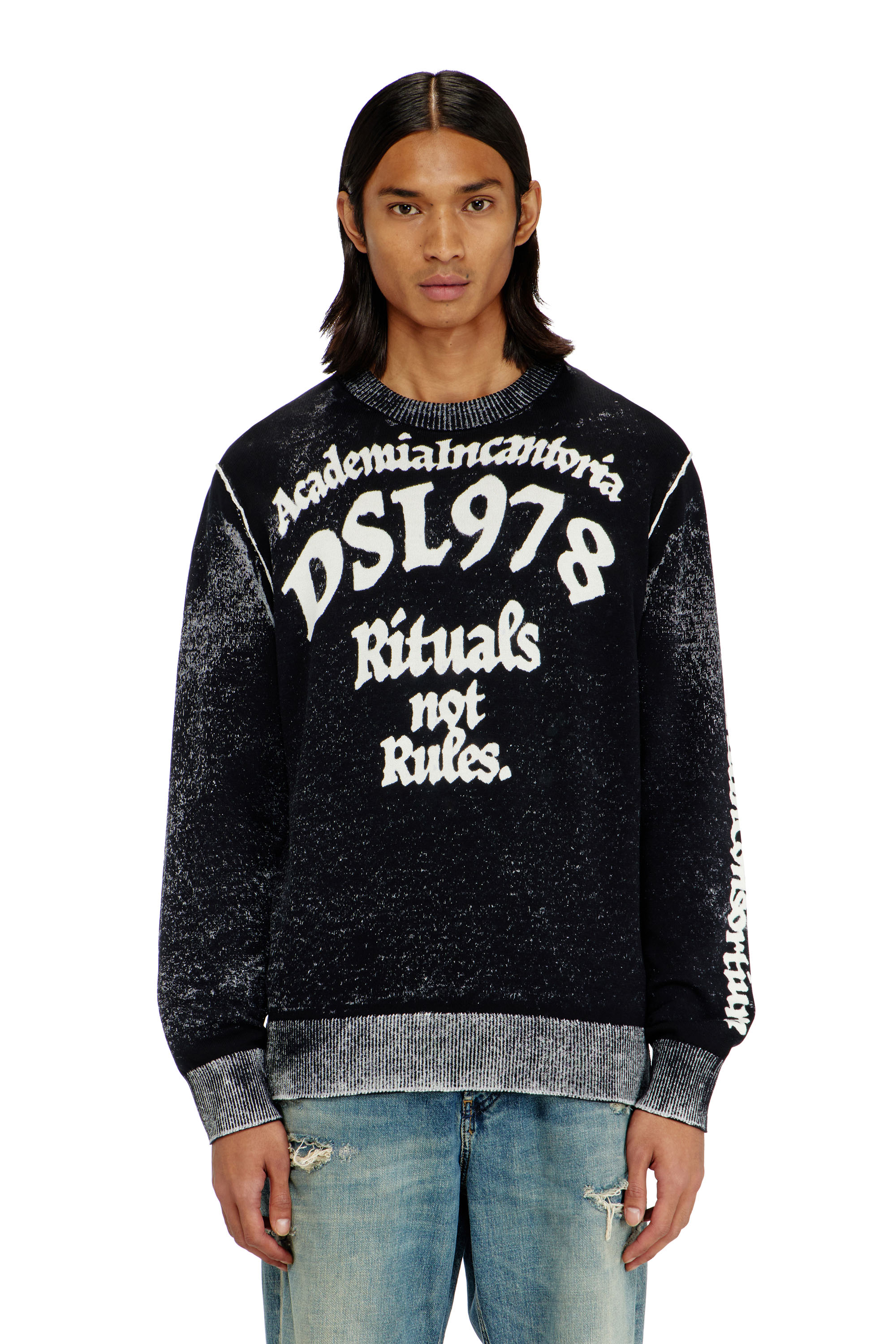 Diesel - Treated cotton jumper with slogan - Knitwear - Man - Multicolor