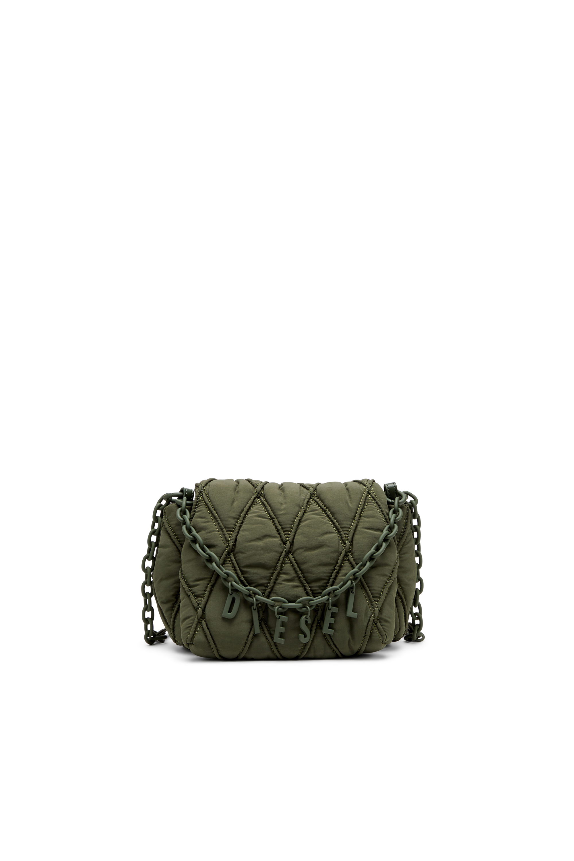 Diesel - Charm-D S-Small shoulder bag in quilted nylon - Shoulder Bags - Woman - Green