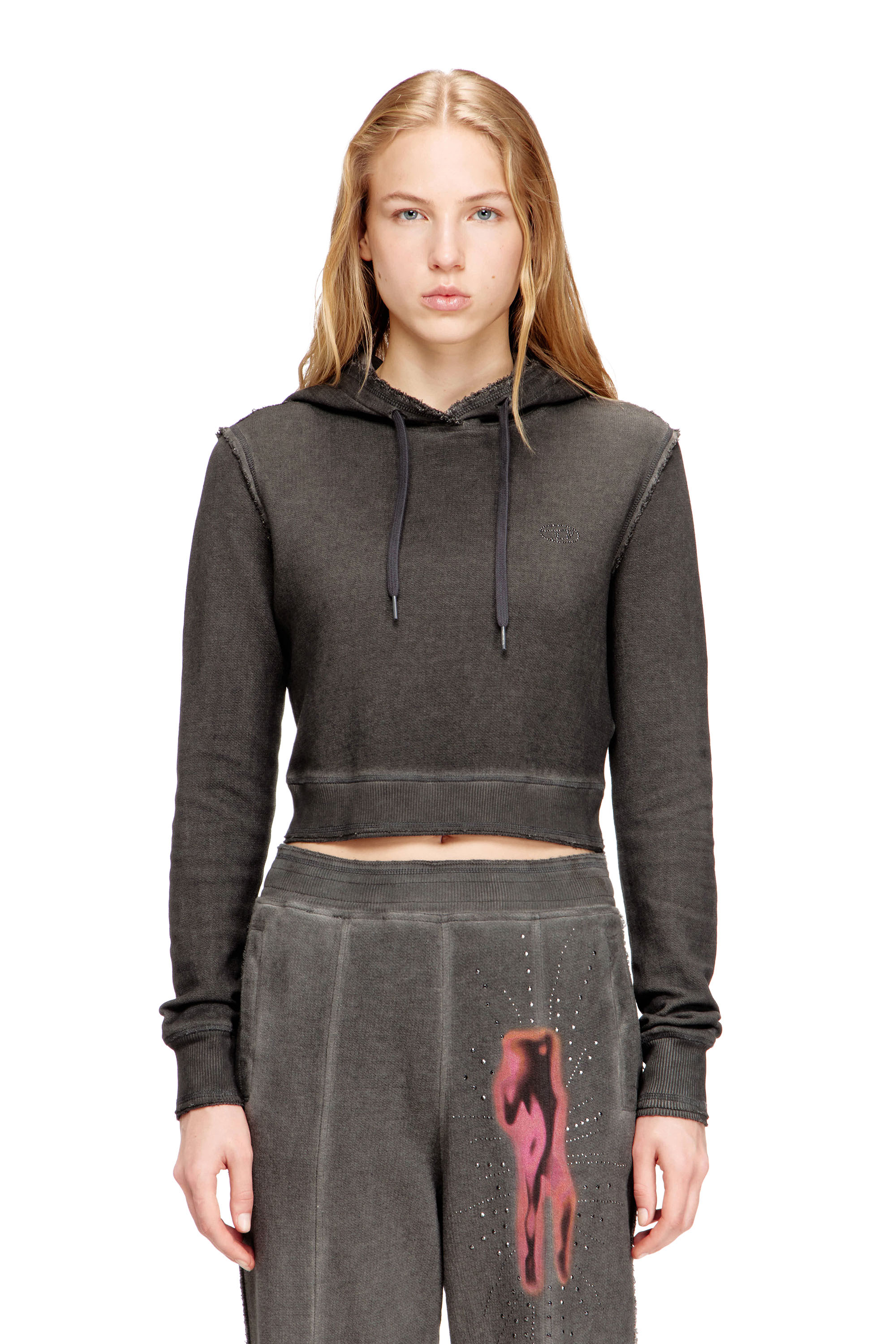 Diesel - Hoodie with rhinestone detailing on the back - Sweaters - Woman - Grey