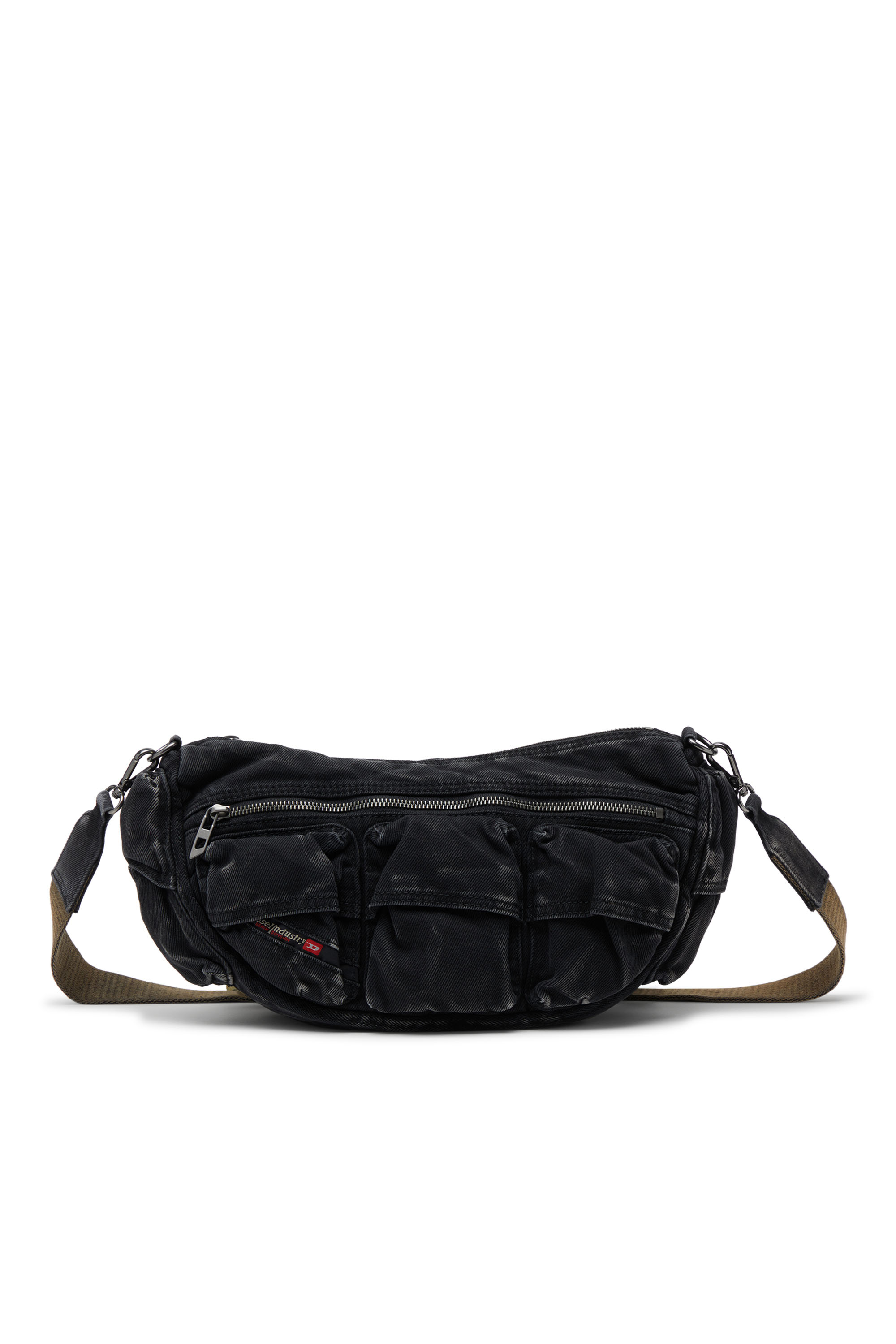 Diesel Unisex Black - Multi-Pkts-Multipocket Bag In Washed Denim - Shoulder Bags Uni