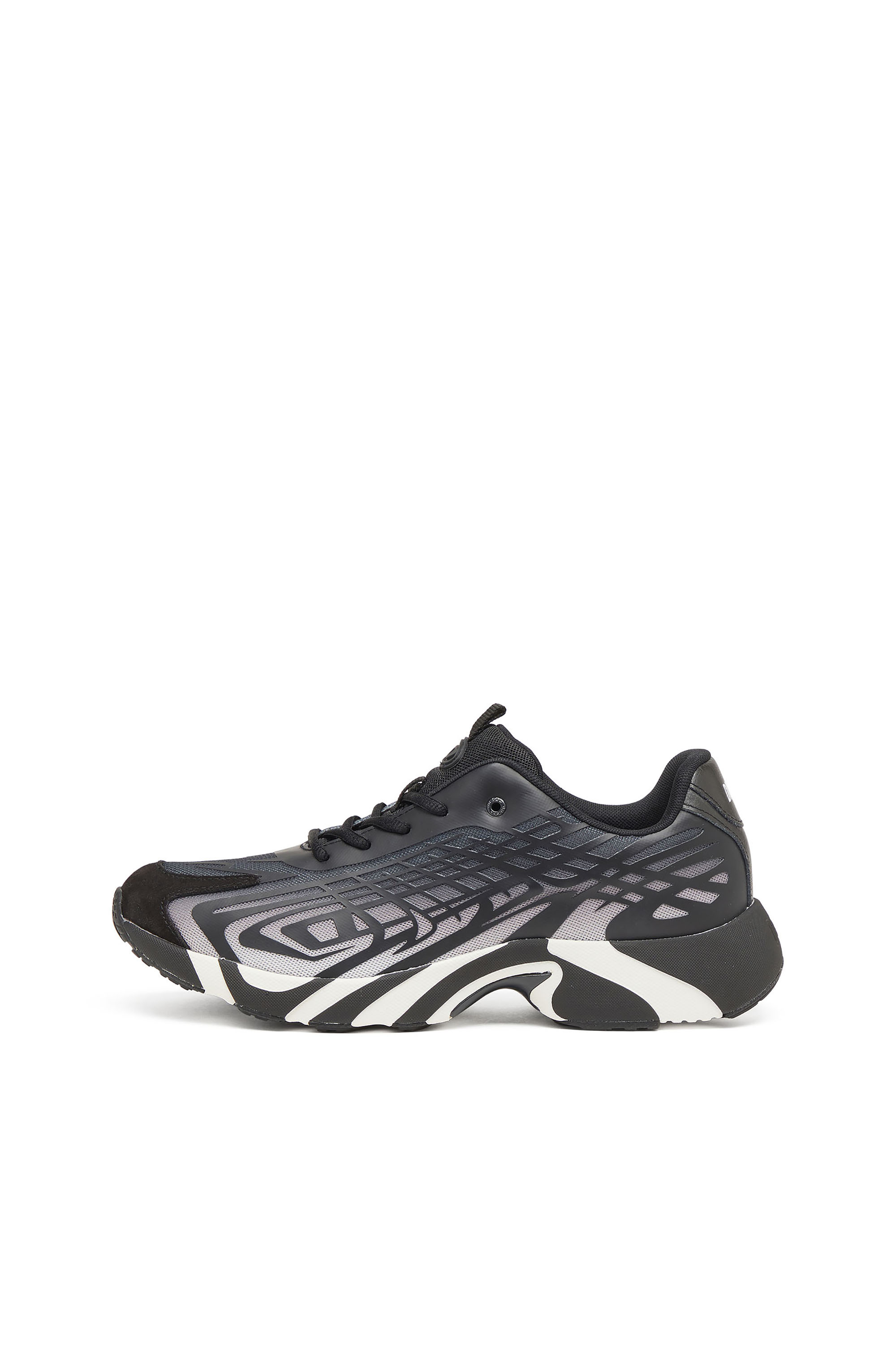 Diesel - S-D-VIT'S 500 LOW, Man's D-Vit-Sneakers in striped d&eacute;grad&eacute; mesh in Black/White - 2