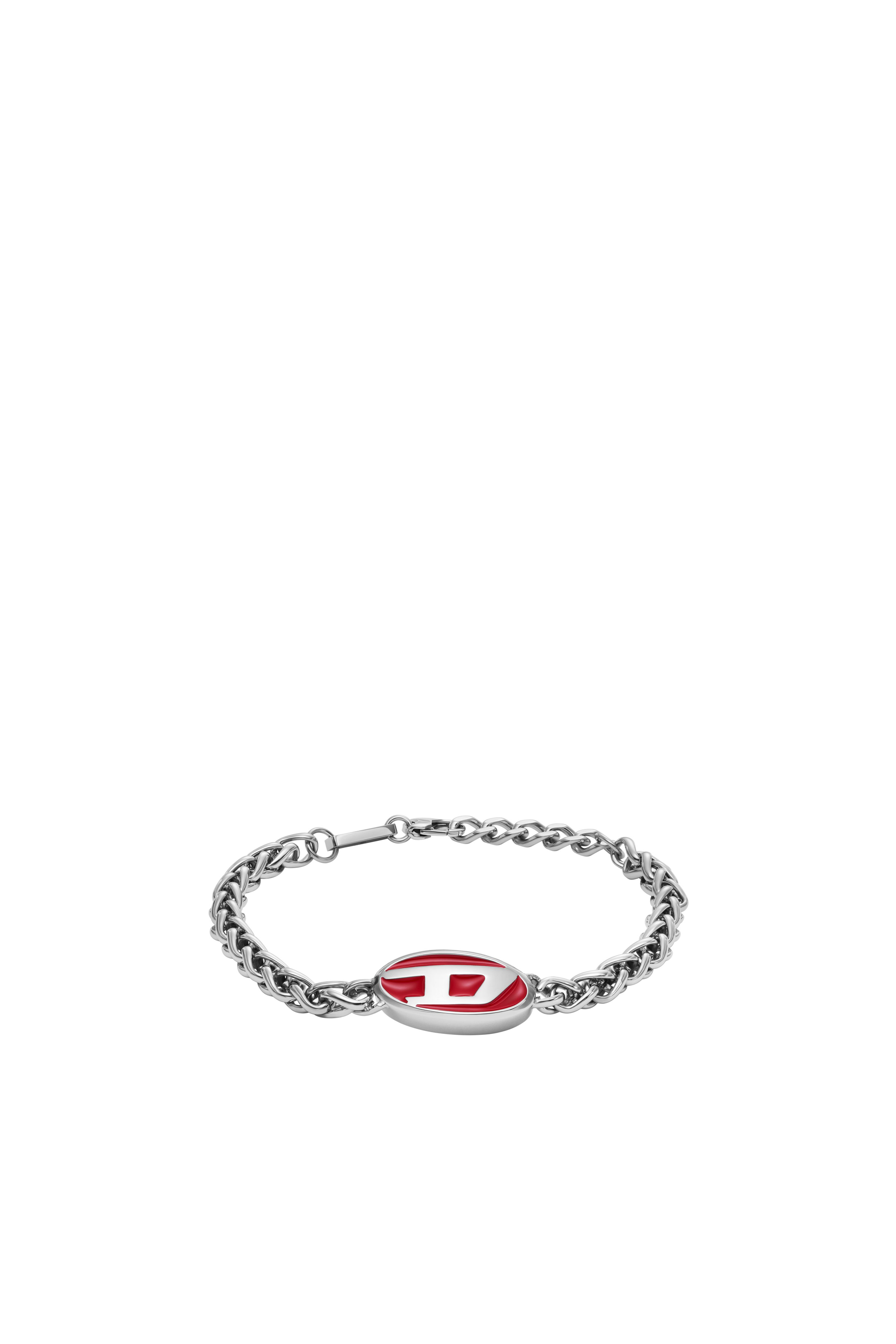 Diesel - Red enamel and stainless steel chain bracelet - Bracelets - Unisex - Silver