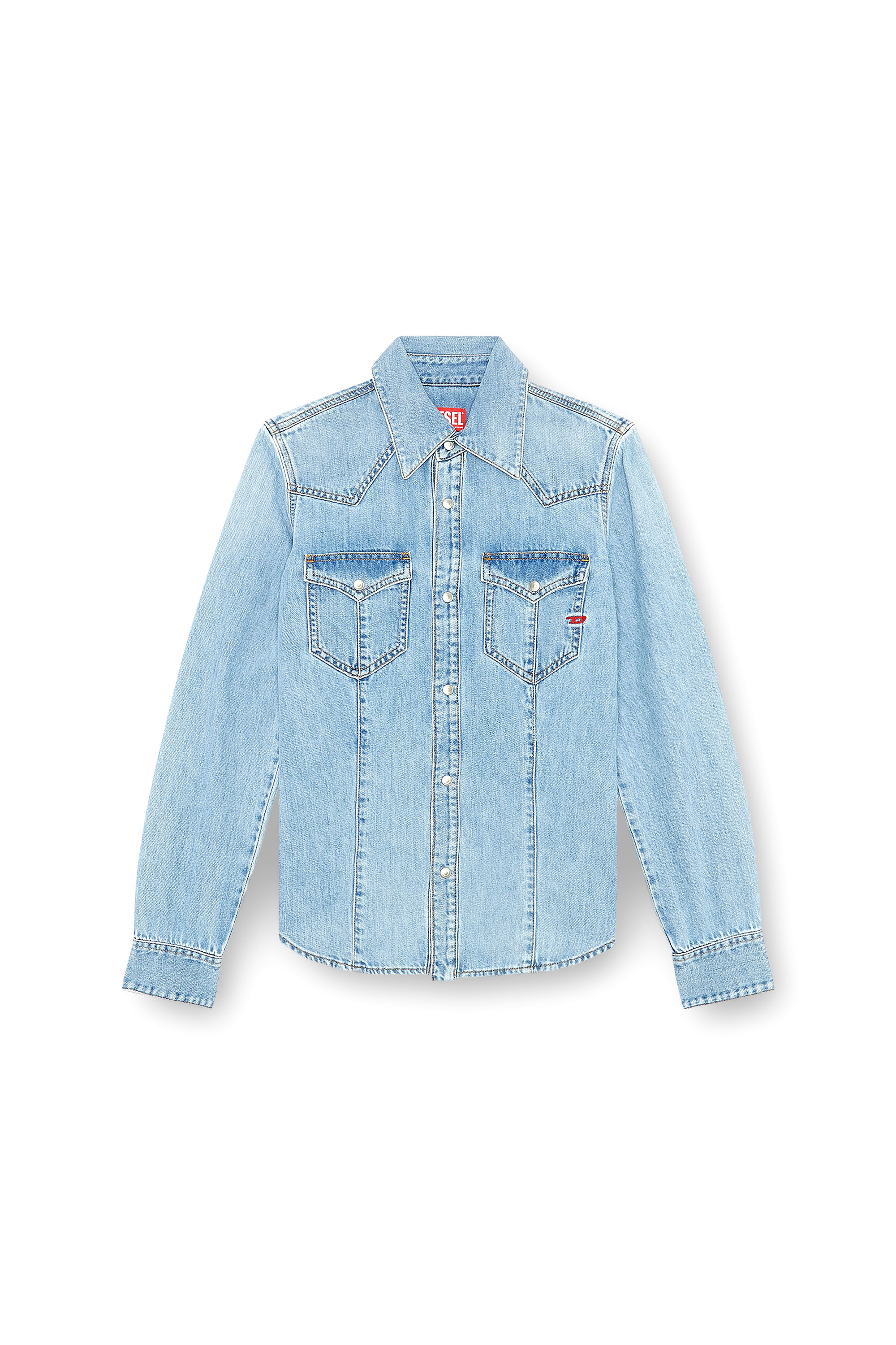 Diesel - DE-WAVES, Woman's Western shirt in denim in Light Blue - 2