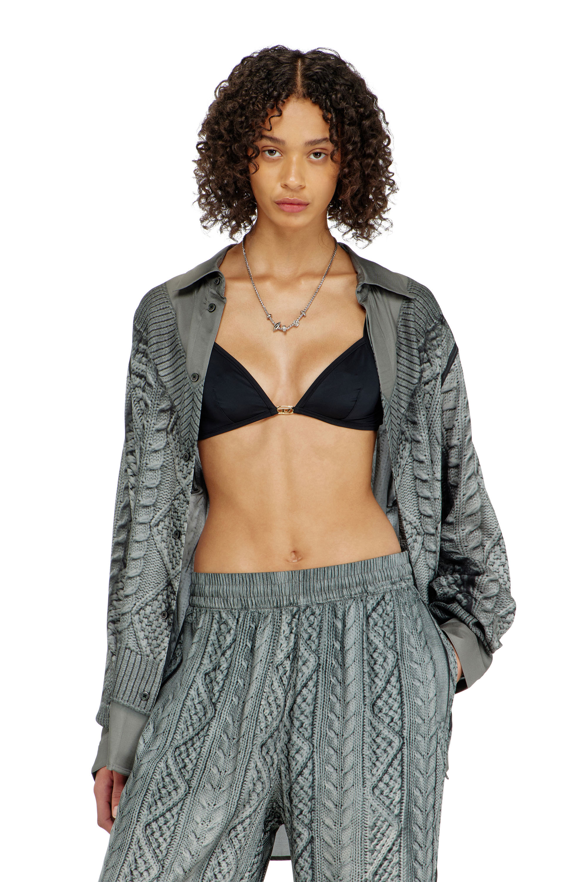 Diesel - LUNA-UTLT, Woman's Triangle bra in nylon with Oval D detail in Black - 5