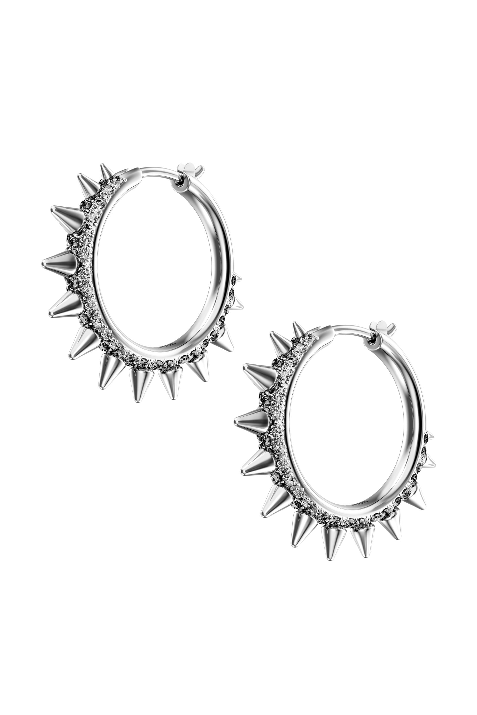 Diesel - Stainless Steel Hoop Earrings - Earrings - Unisex - Silver