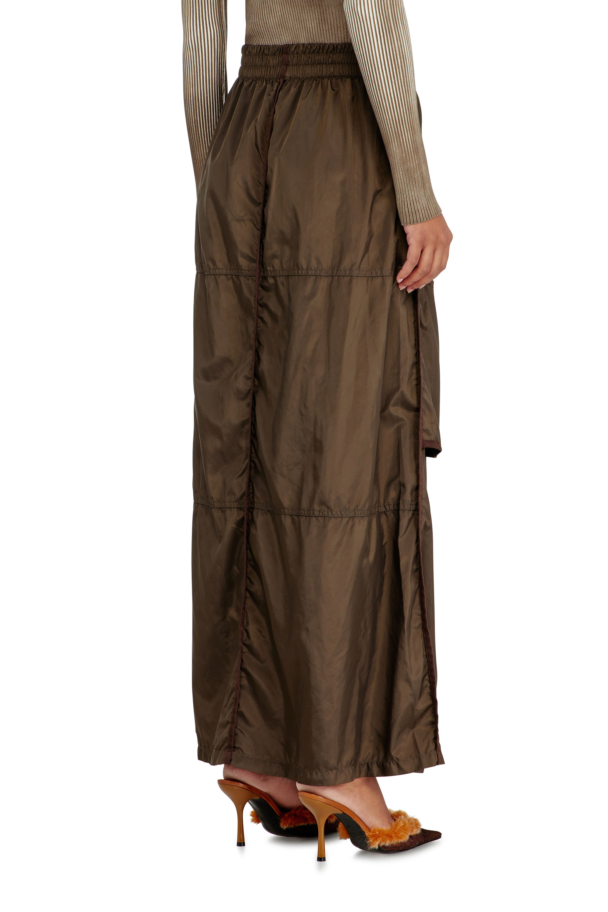 Diesel - O-HYTON, Woman's Windbreaker maxi skirt with front zip in Brown - 4
