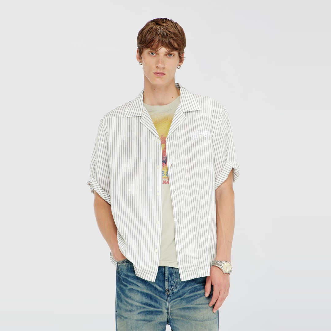 Diesel - Half-sleeve shirt in pinstripe modal - Shirts - Man - Multicolor