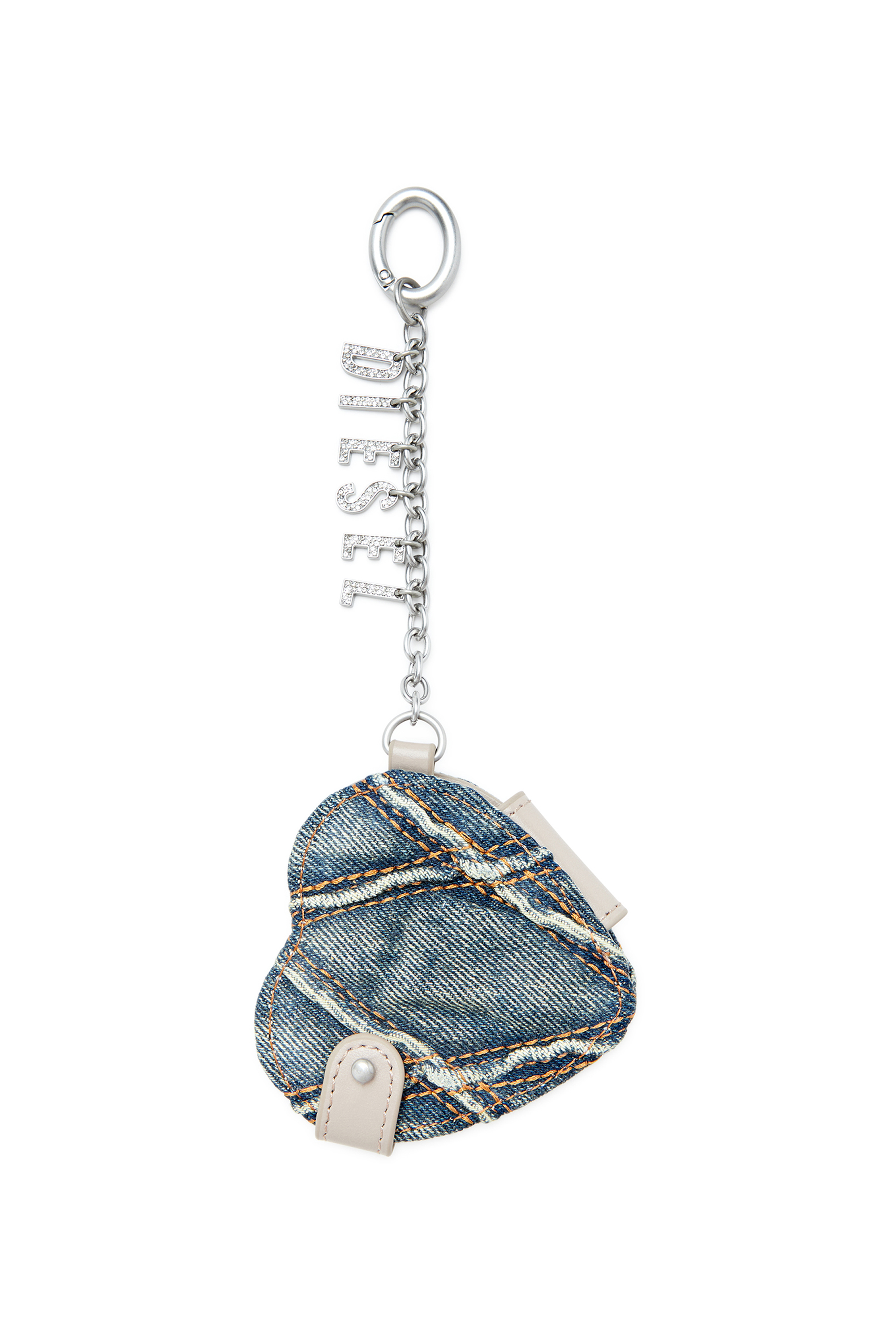 Diesel - Mirror charm in argyle quilted denim - Bijoux and Gadgets - Woman - Silver