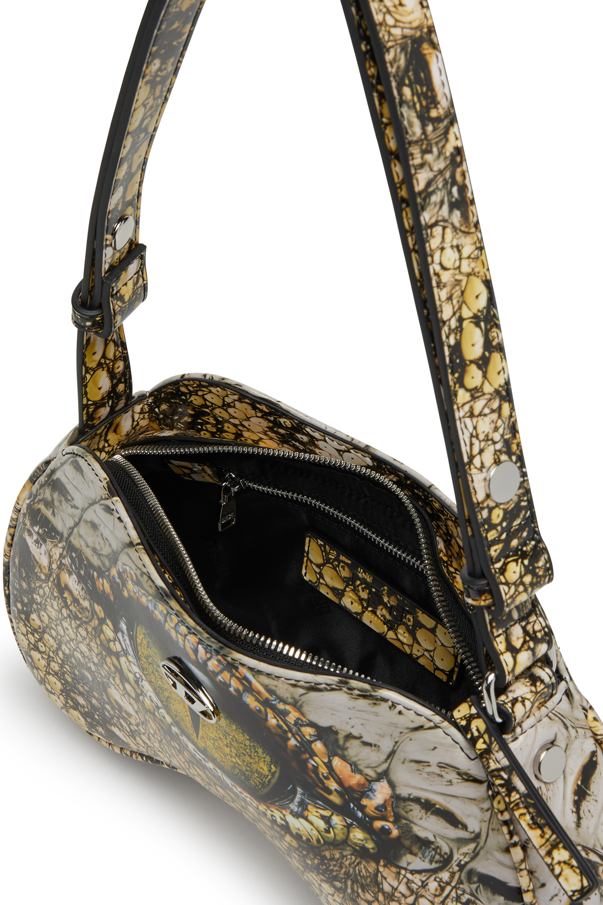 Diesel - PLAY SHOULDER, Woman's Play-Glossy shoulder bag with print in Yellow - 4