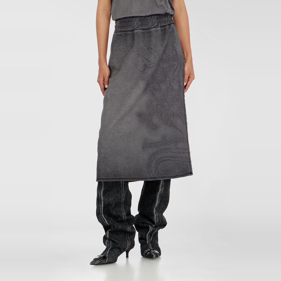 Diesel - Fleece midi skirt with dévoré print - Skirts - Woman - Grey