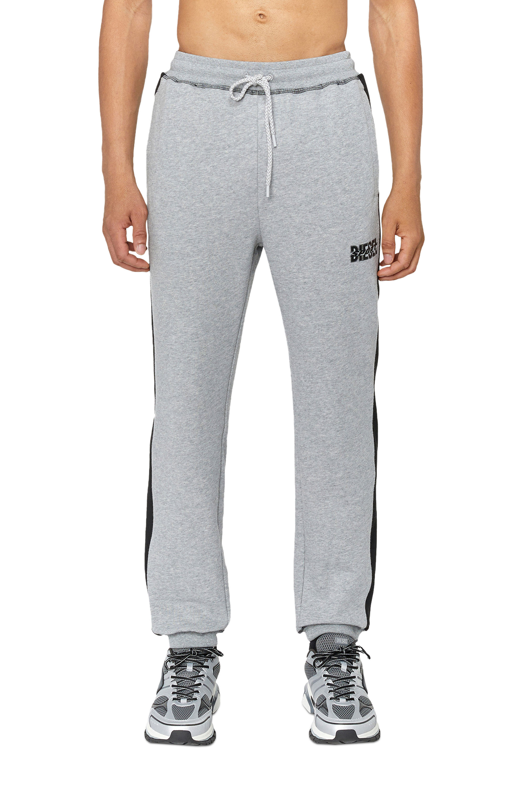 Diesel - Cotton-blend track pants with side bands - Pants - Man - Grey