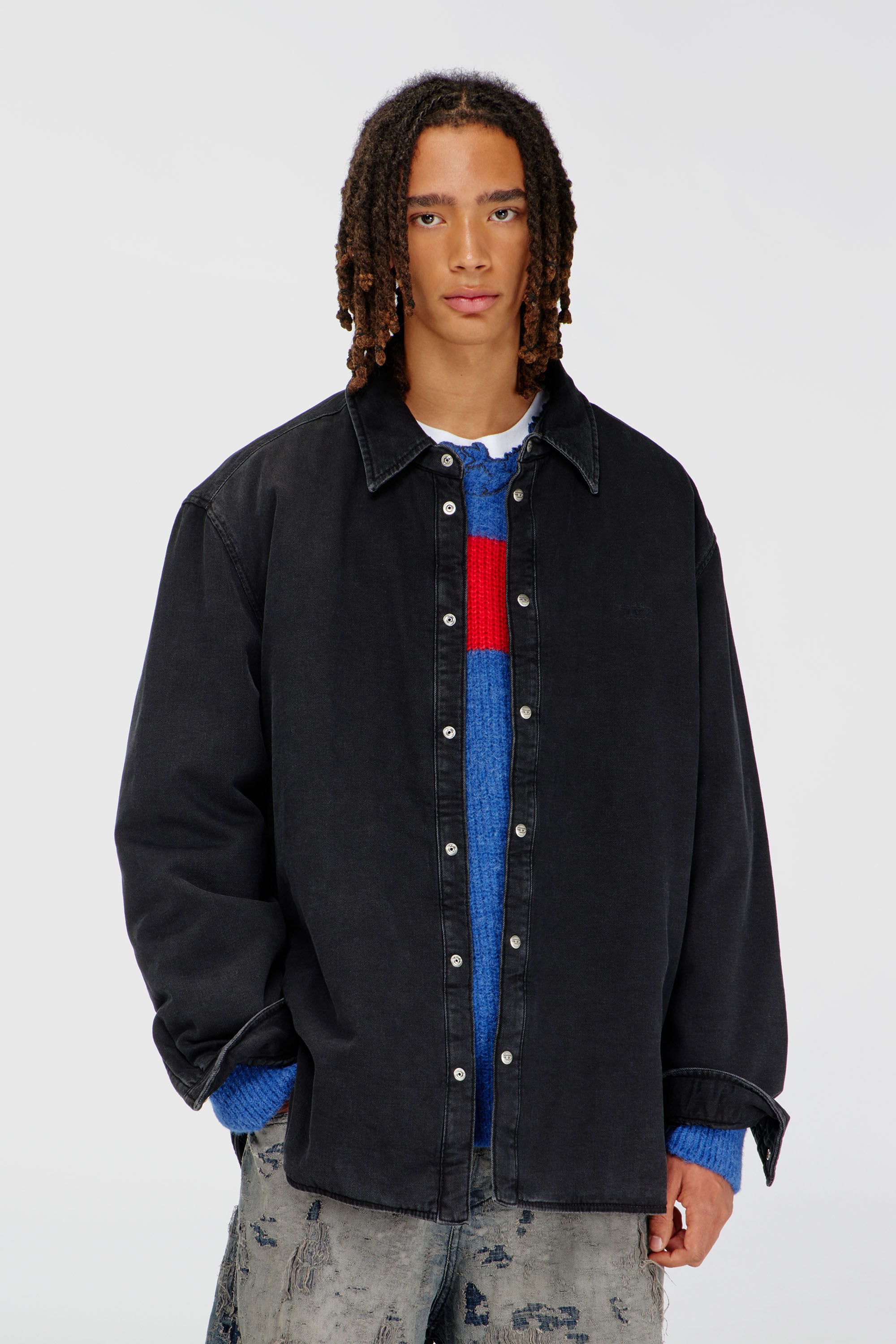 Diesel, Padded denim overshirt, Denim Jackets, Man in Black