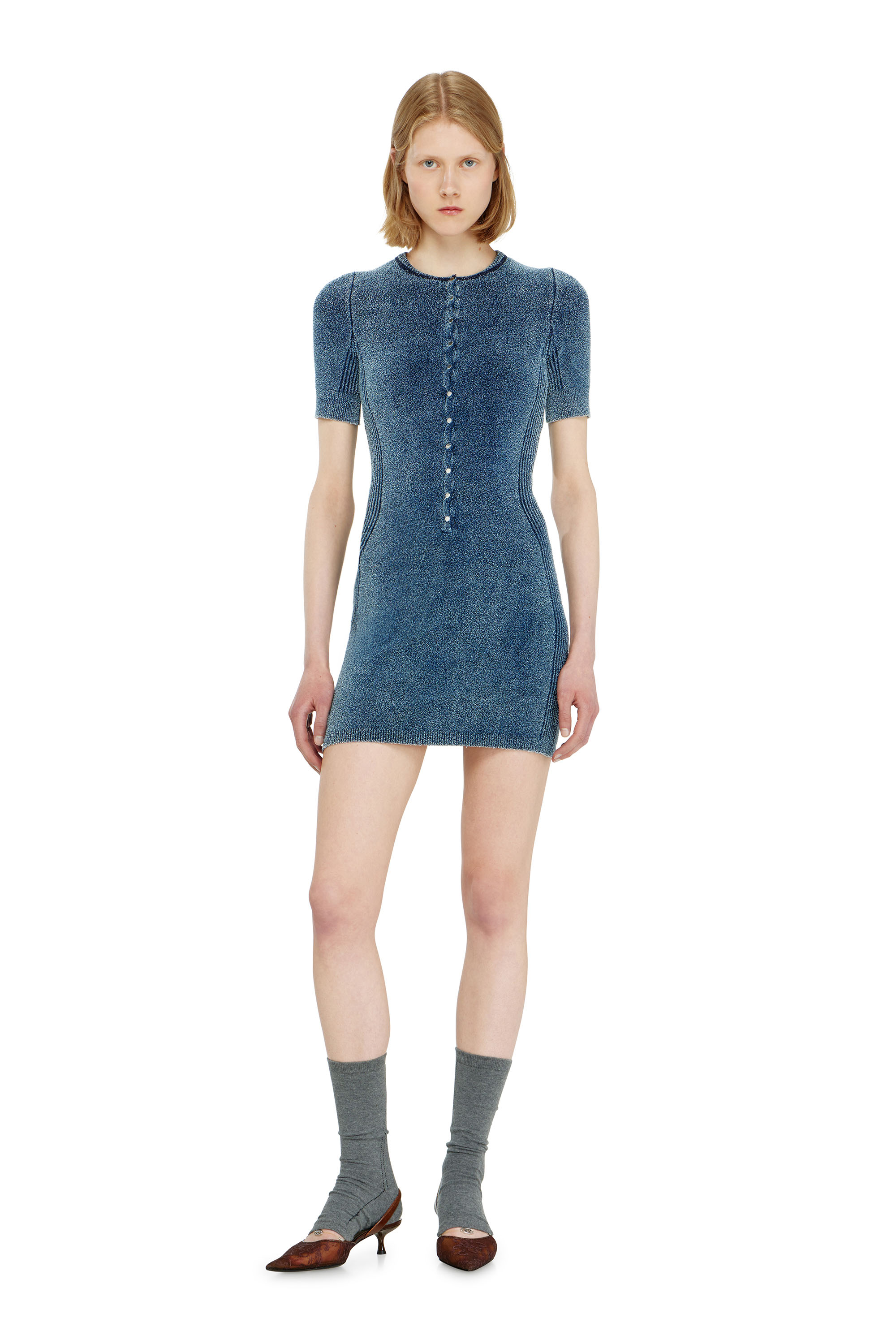 Diesel Women's Indigo - Short Dress In Bouclé Knit - Dresses - Woman Xxs