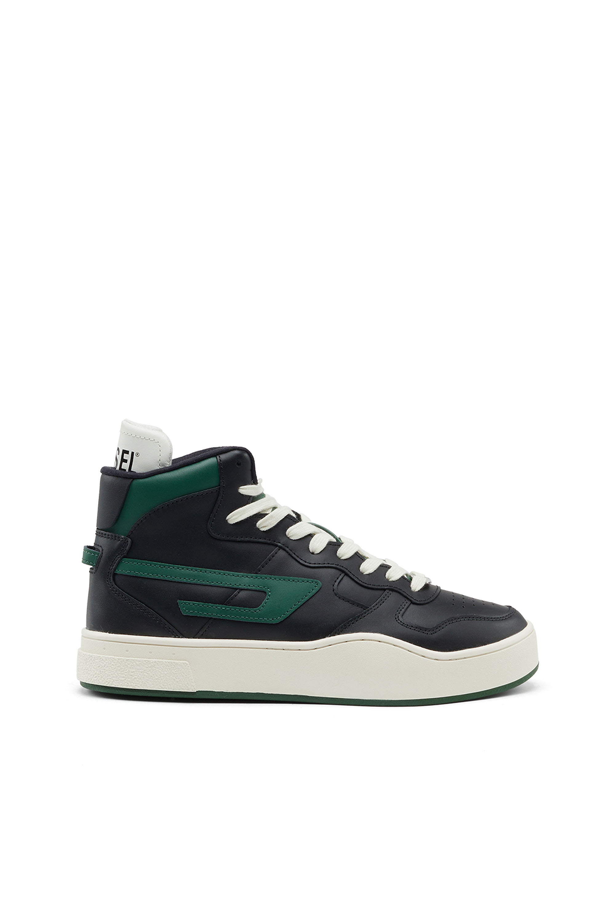 Diesel Leather High-top Sneakers With D Logo In Black