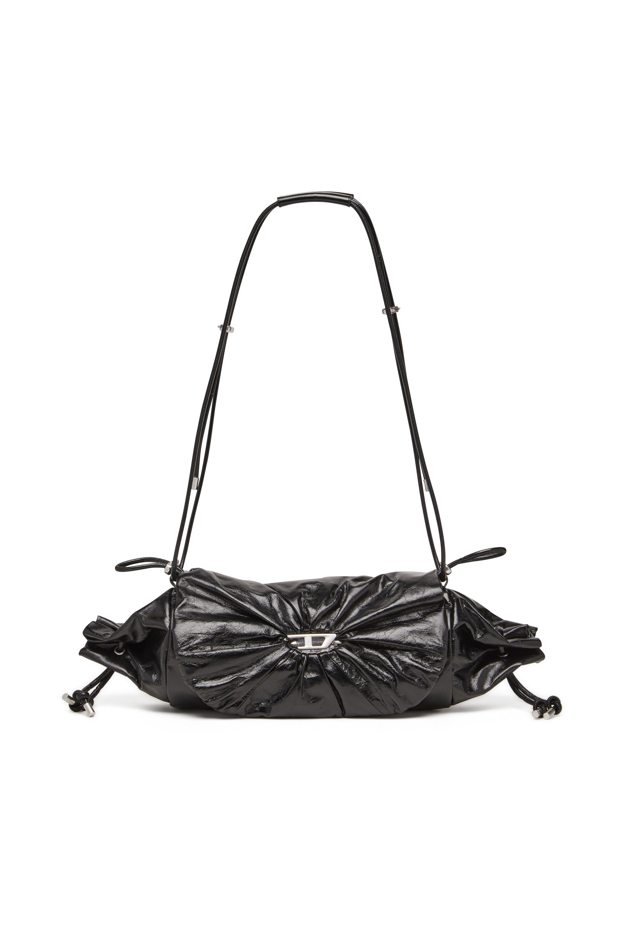 Diesel Women's Black - Scrunch-D-Shoulder Bag In Scrunched Shiny Leather - Shoulder Bags - Woman Uni