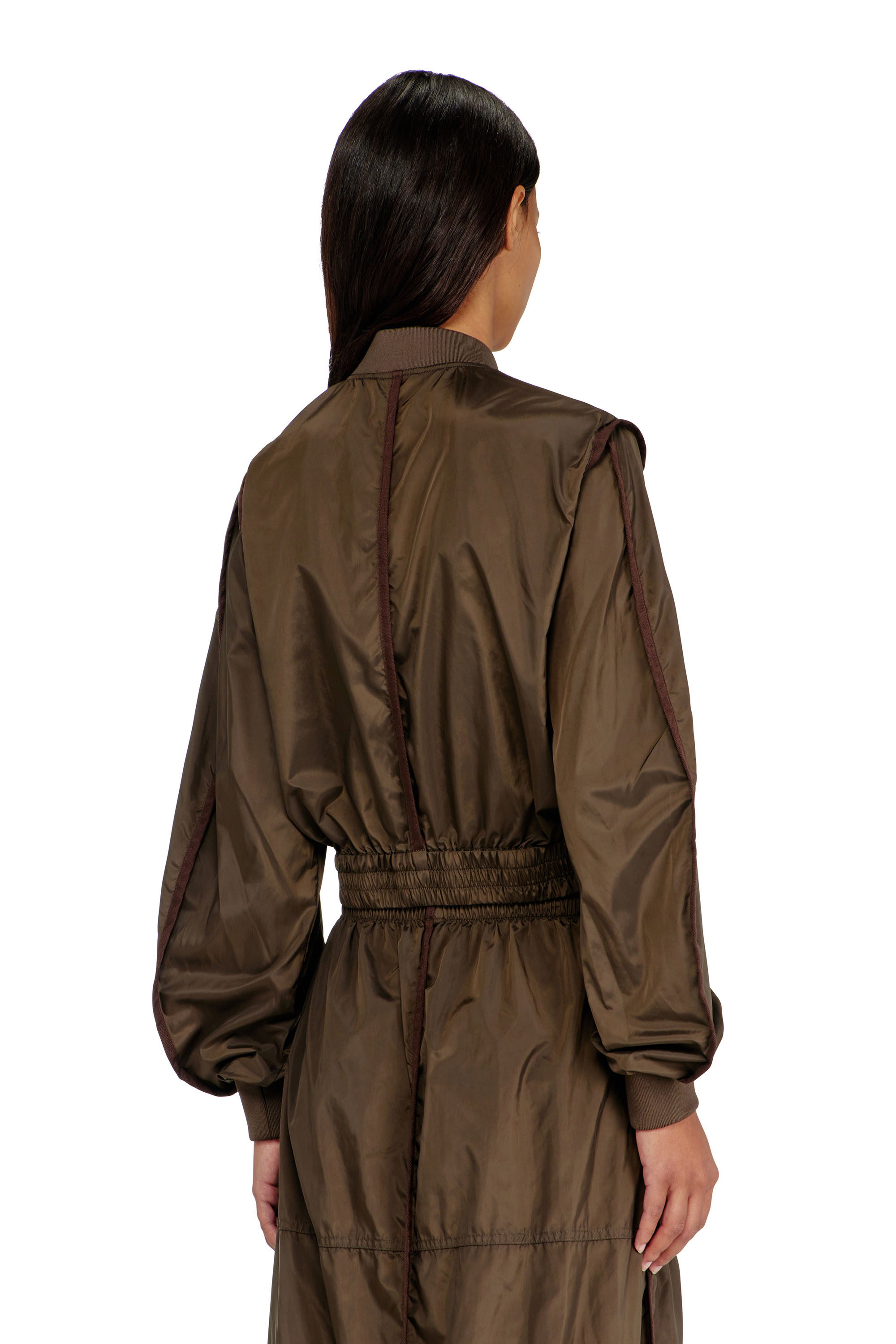 Diesel - G-OTHAM, Woman's Nylon jacket with tonal taping in Brown - 4