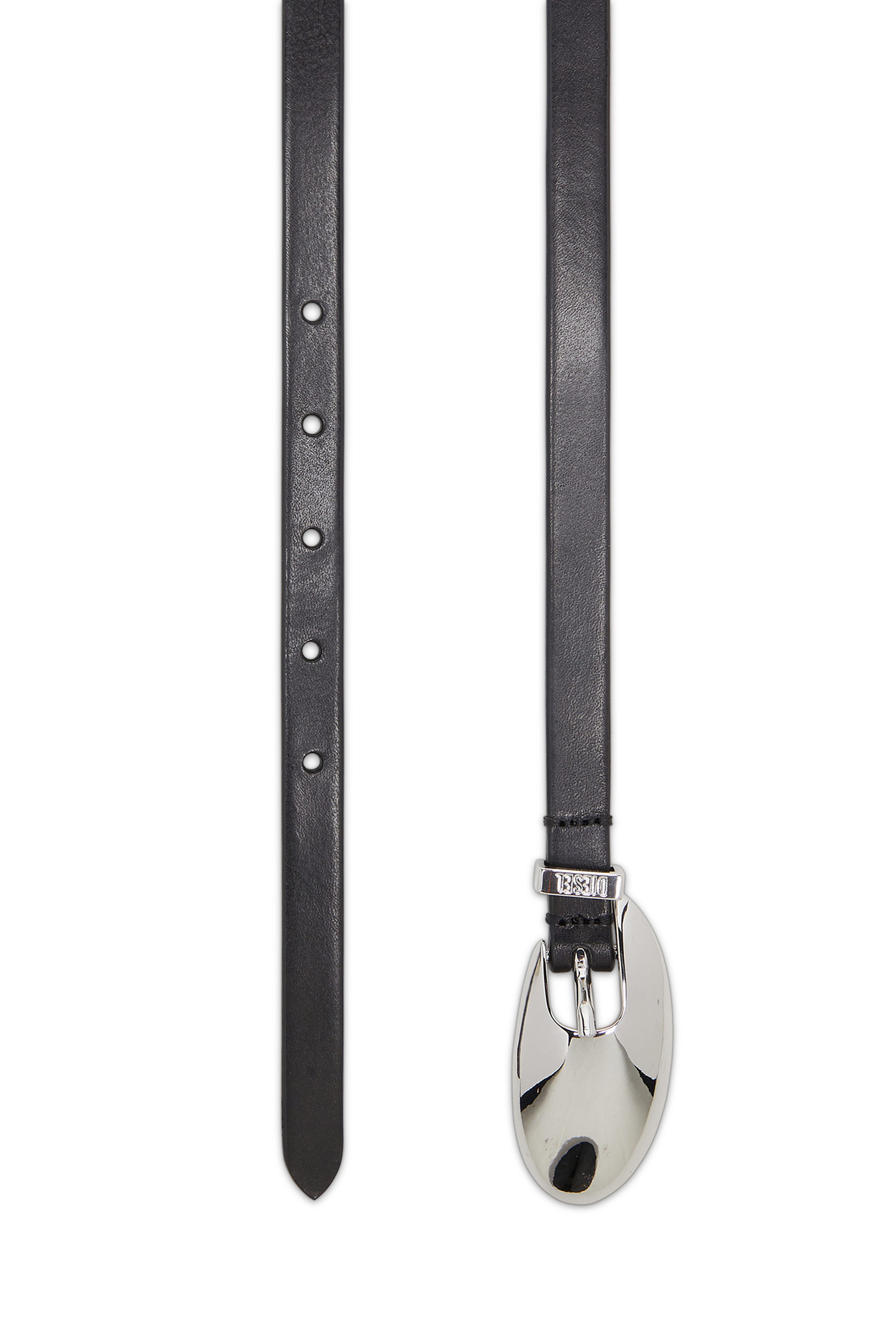 Diesel - B-ROP 15, Woman's 1.5cm slim leather belt with sculptural buckle in Black - 2