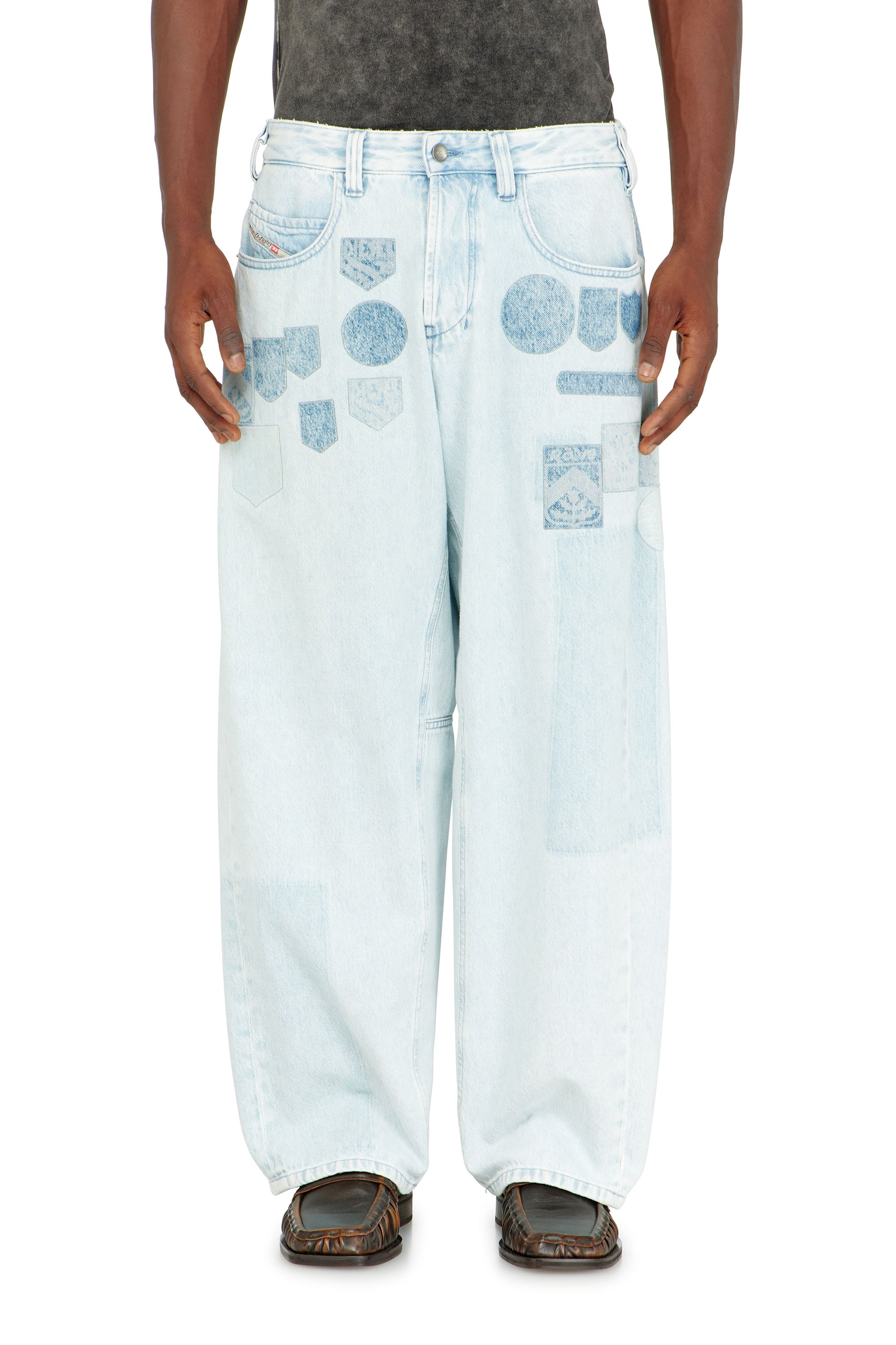 Diesel Unisex Blue Relaxed Jeans Regular Waist 1997 D-Enim-M, Light Button Fly Size 36