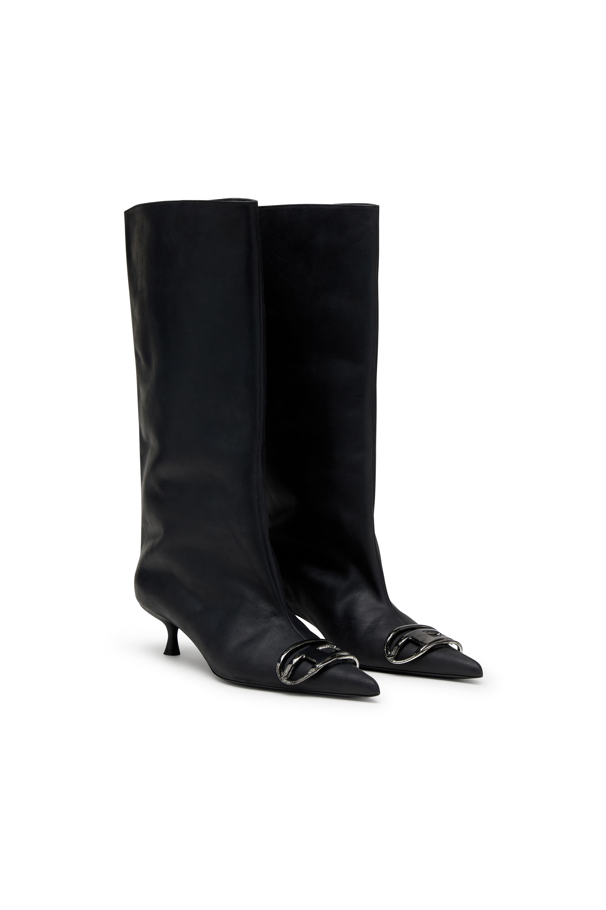 Diesel - D-VENUS 40 KB TUBE, Woman's D-Venus-Knee-high boots in oiled leather in Black - 3
