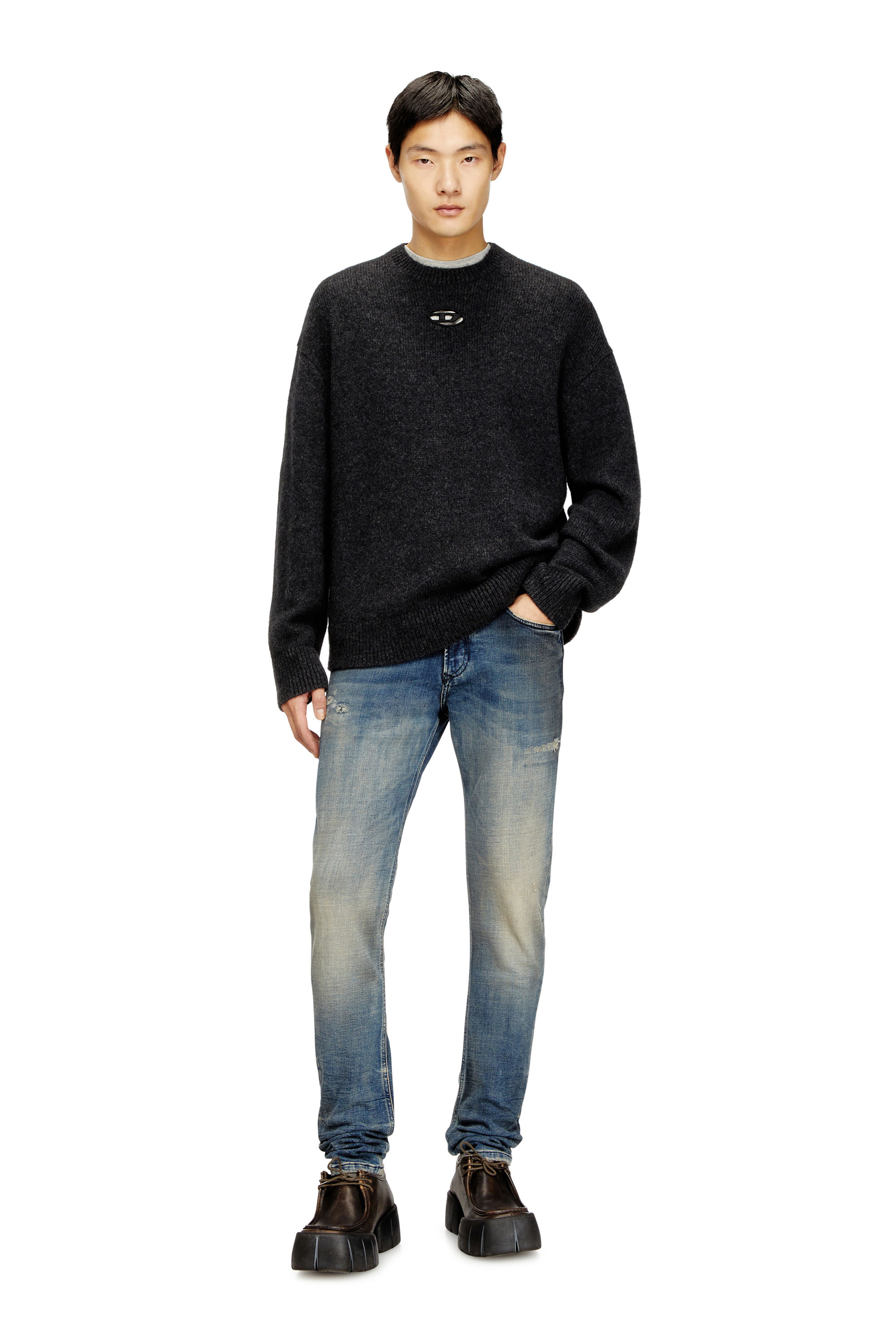 Diesel - K-AREESO, Man's Jumper in wool and alpaca blend in Black - 2