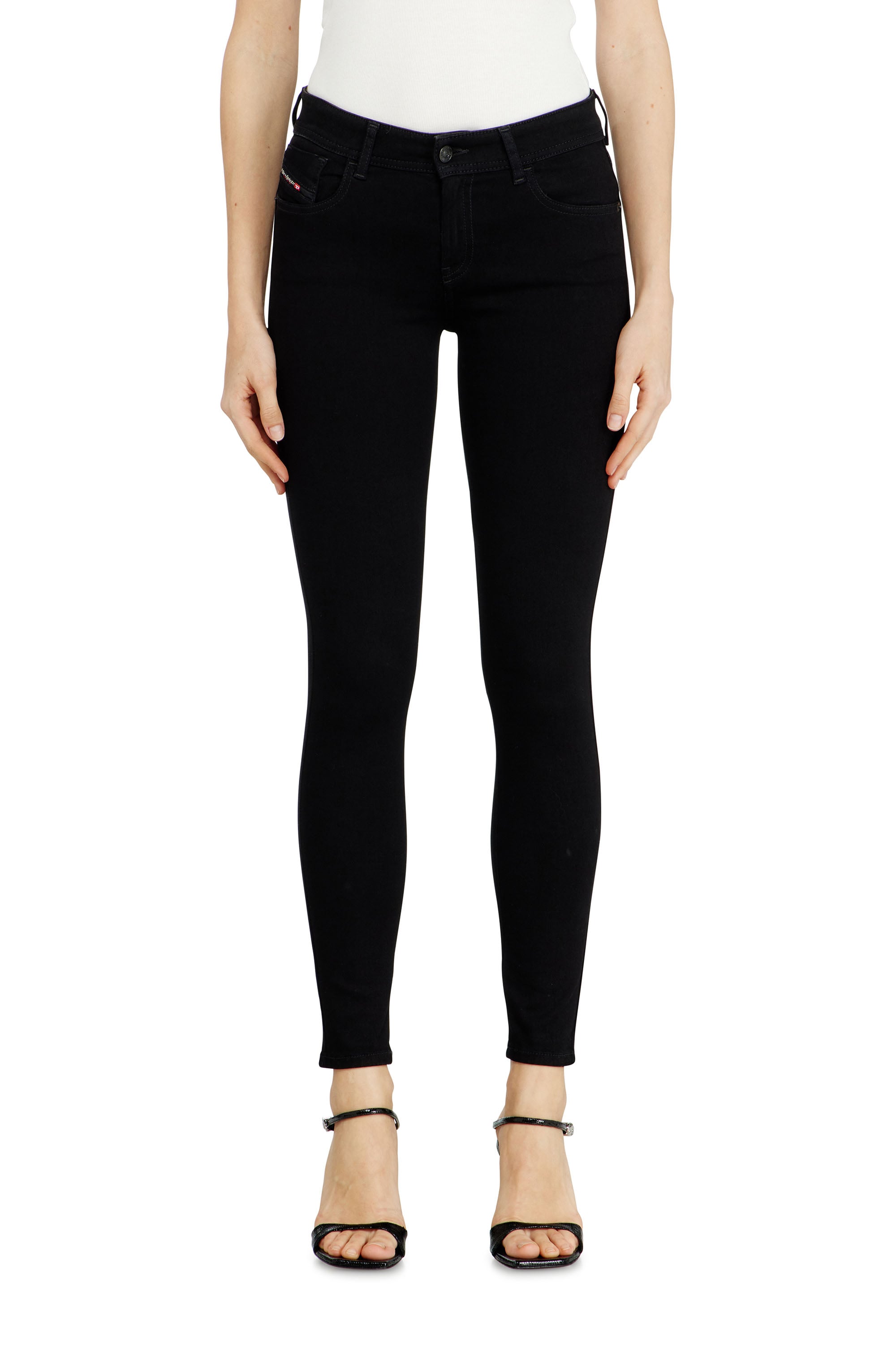 Diesel Women's Black Skinny Jeans Regular Waist 2017 Slandy, /Dark Grey, Zip Fly Size 32