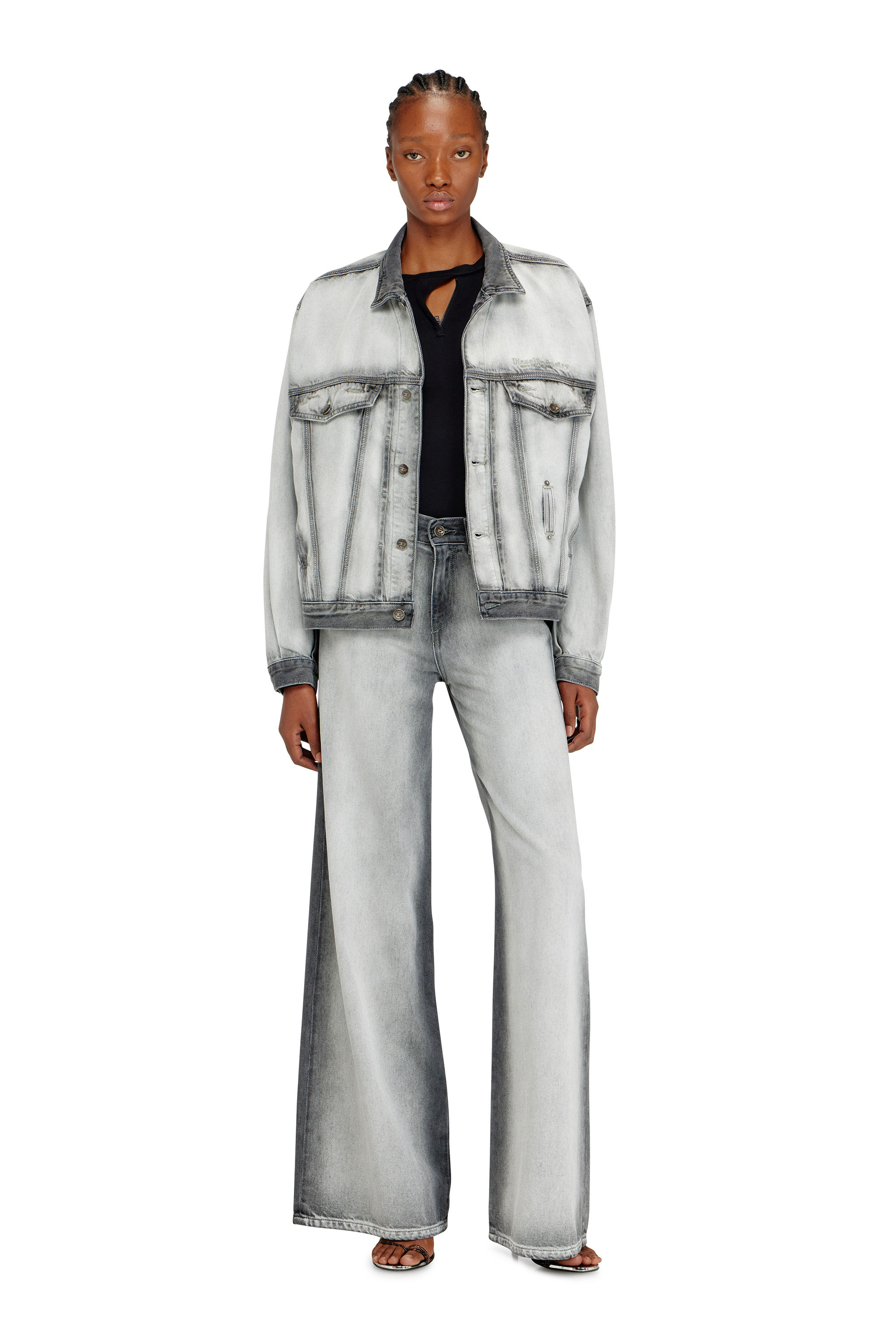 Diesel - D-DENVER-FSI, Unisex's Trucker jacket in soft skeleton denim in Light Grey - 4