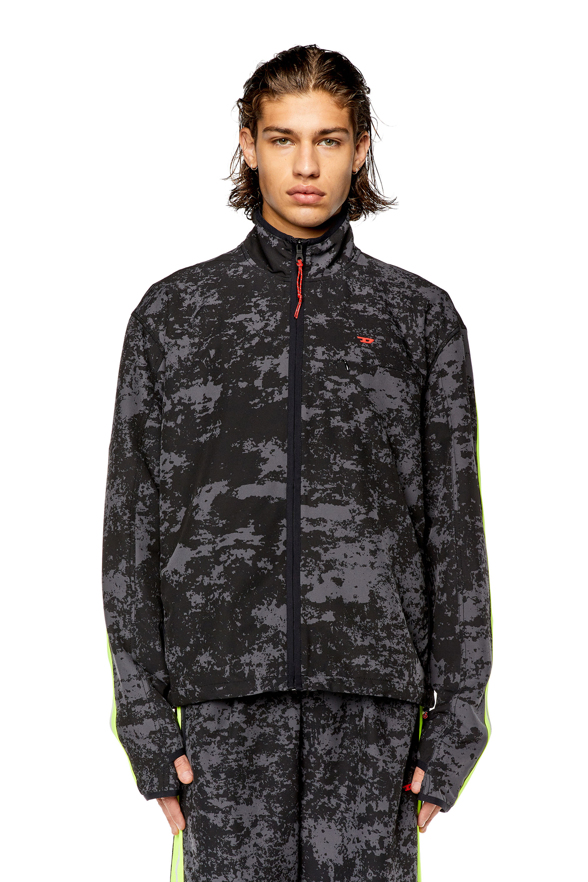 Diesel - Woven track jacket with cloudy print - Jackets - Man - Multicolor