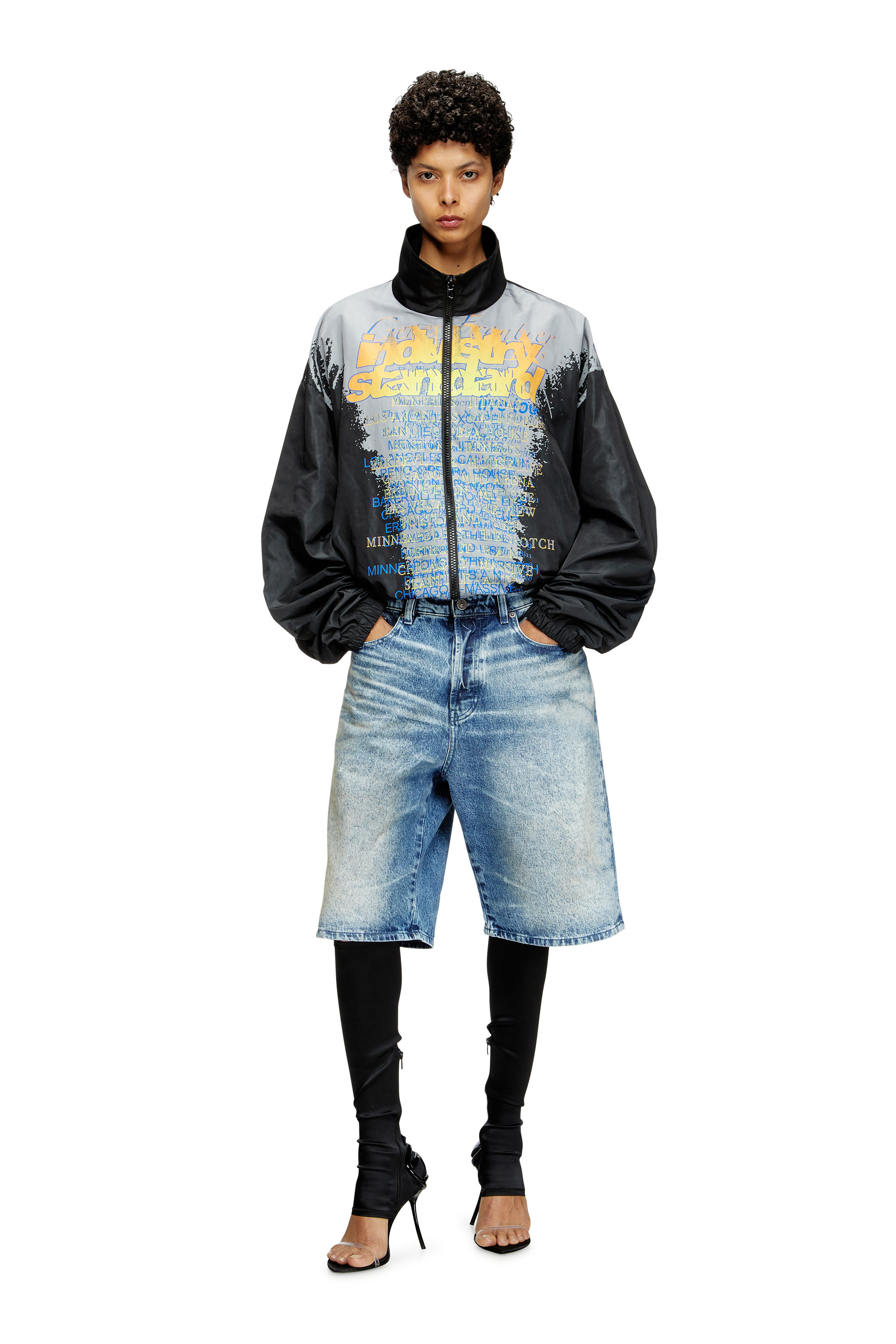 Diesel - J-ERIK, Unisex's Tech-jersey jacket with lyrics print in Black - 4