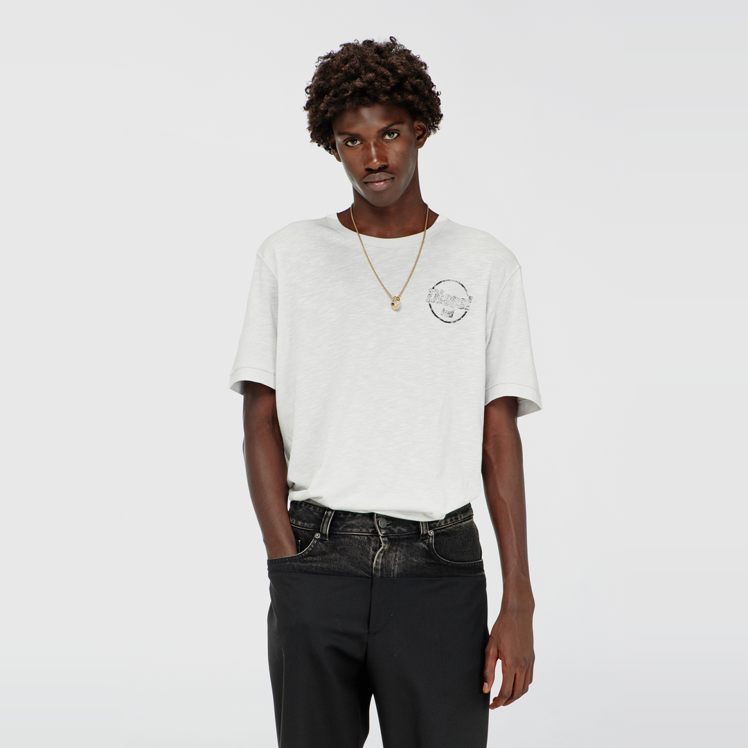 Diesel - T-shirt en jersey flammé avec imprimé craquelé - T-Shirts - Homme - Blanc