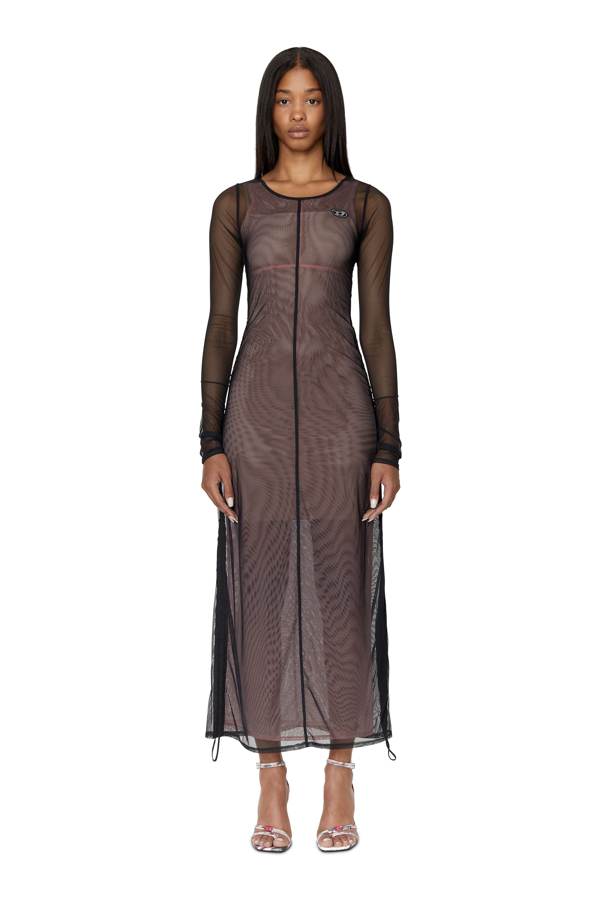 alondra cowl neck metallic glitter formal dress Metallic Cowl Neck Long Dress With Strappy Back