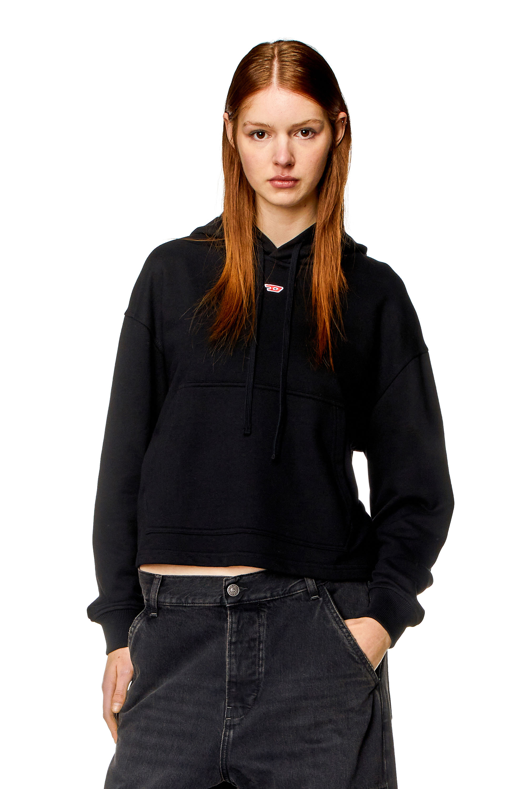 Diesel - Oversized hoodie with D patch - Sweaters - Woman - Black