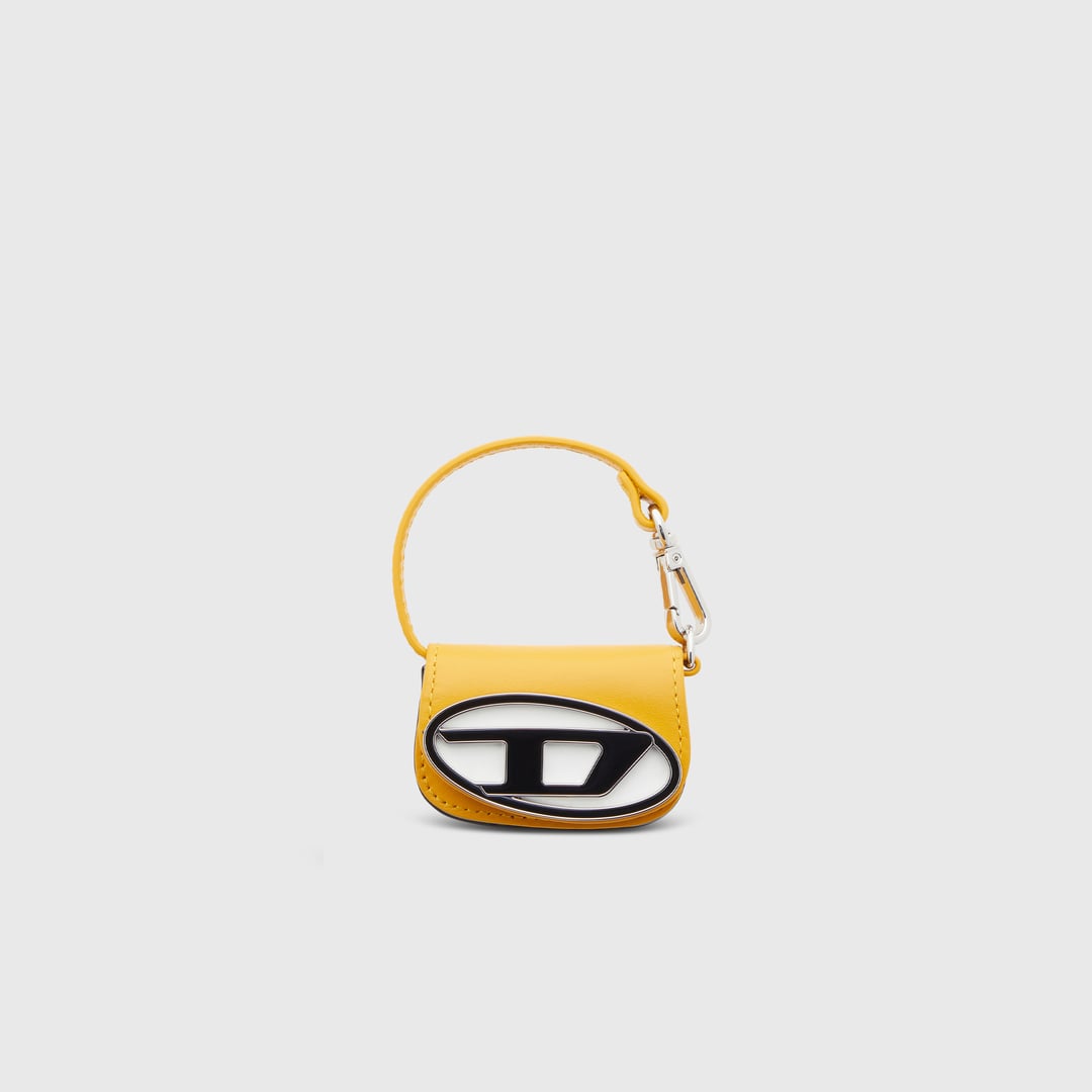 Diesel - Bag charm in leather with Oval D logo - Charms and Keyrings - Woman - Yellow