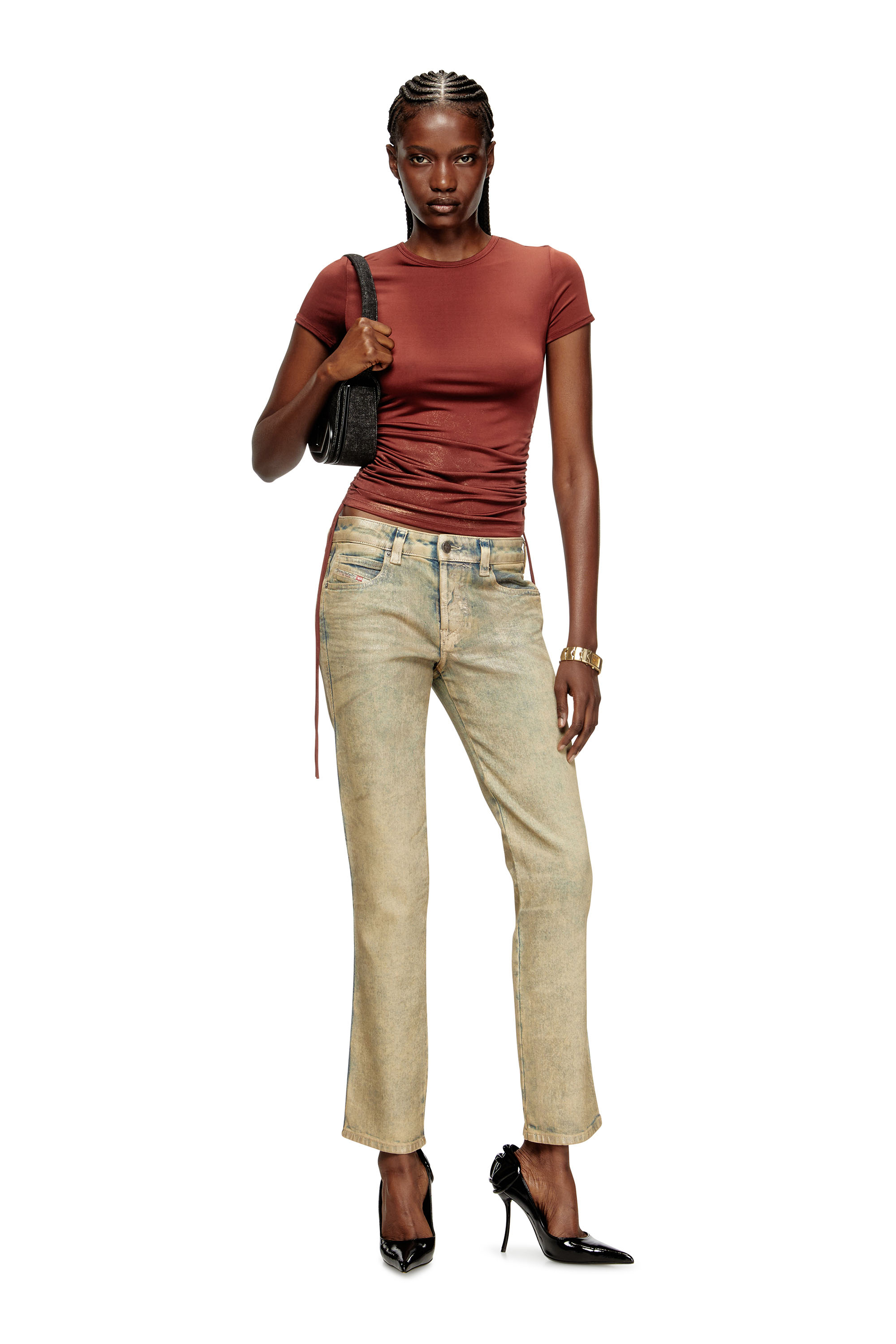 Diesel - T-REY, Woman's Jersey top with drawstring sides in Brown - 2