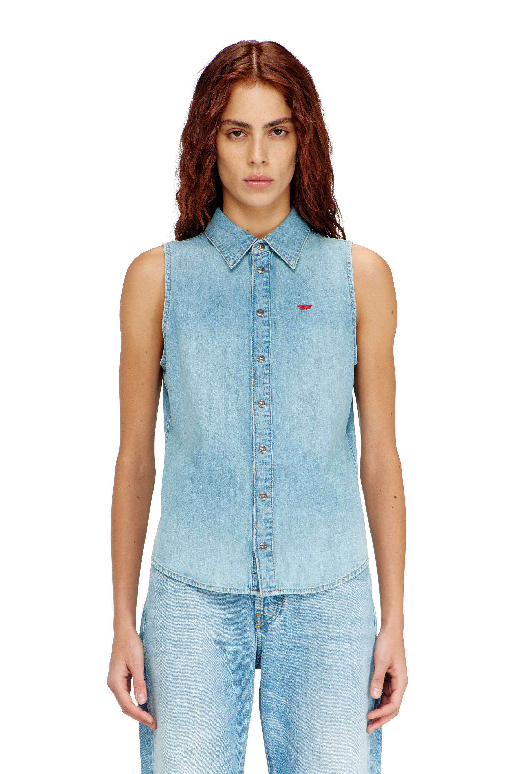 Diesel Damen Blau - Ärmelloses Jeanshemd - Denimhemden Groß