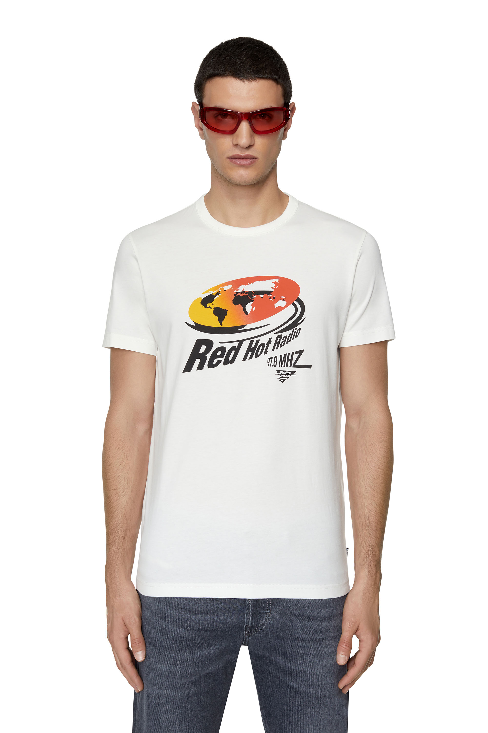Diesel - T-shirt con stampa Red Hot Radio - T-Shirts - Uomo - Bianco