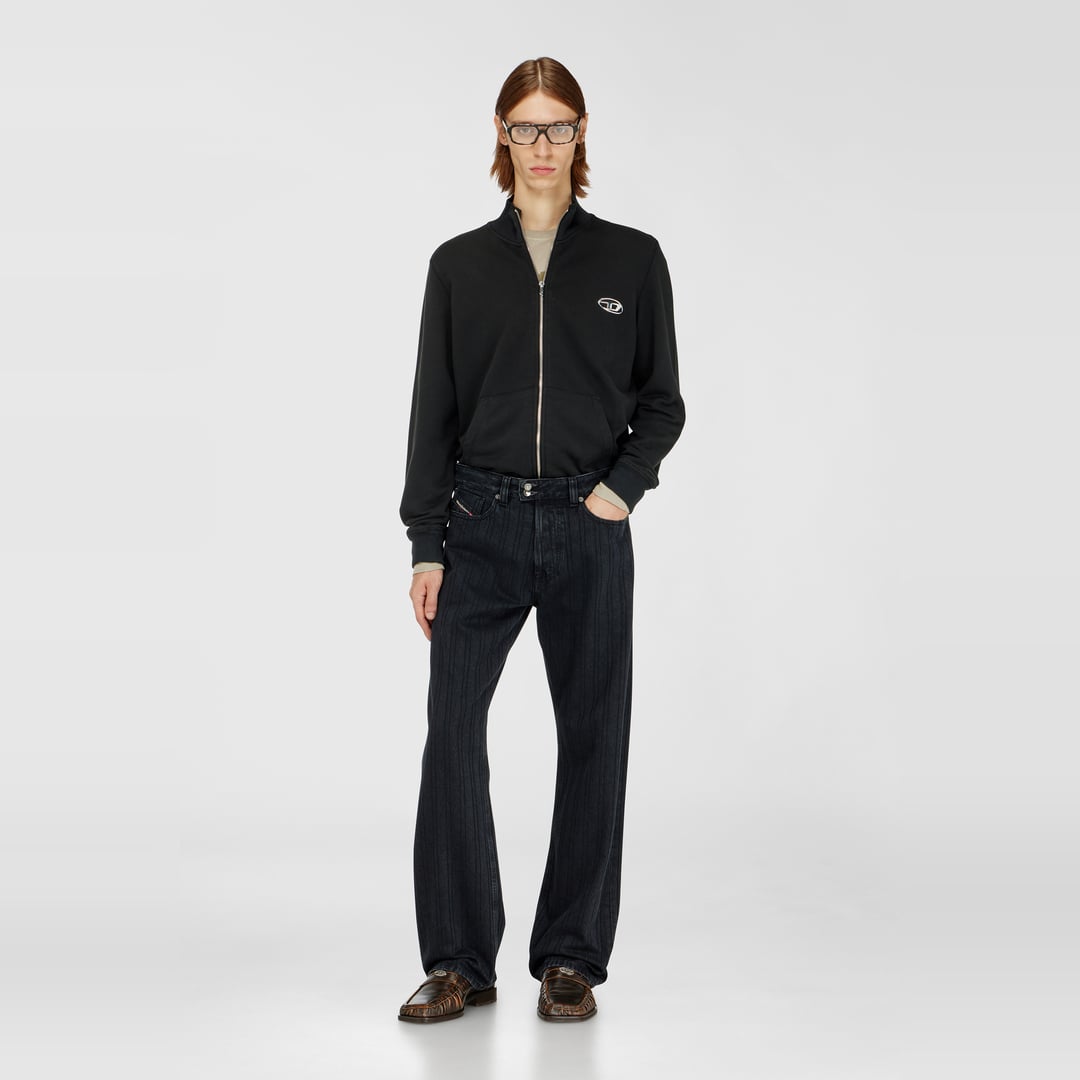 Diesel - Wweatshirt with mock neck and metallic Oval D - Sweaters - Man - Black