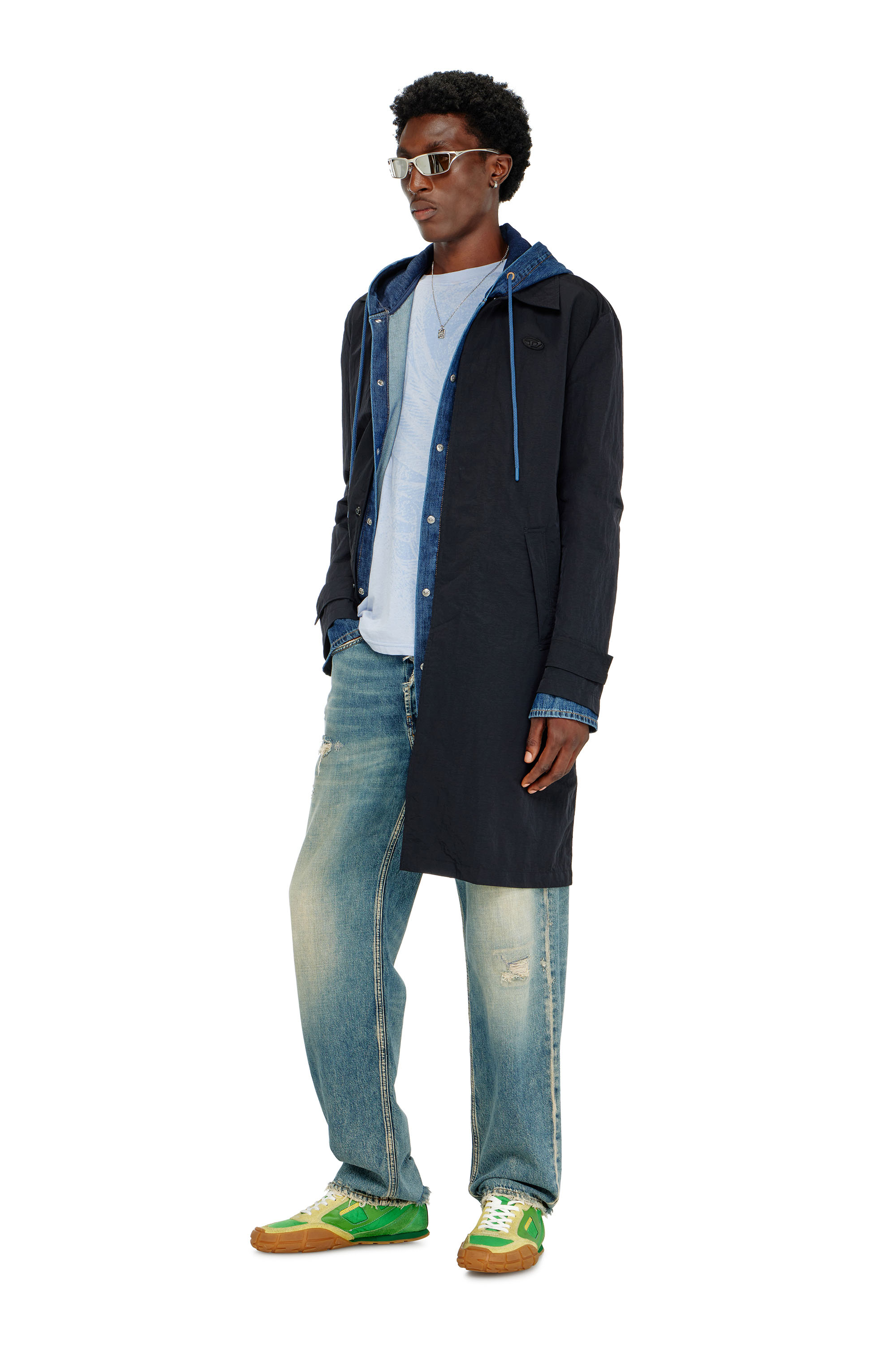 Diesel Mannelijk Zwart - Nylon Coat With Shiny Crinkle Finish - Jackets - Man Maat 46