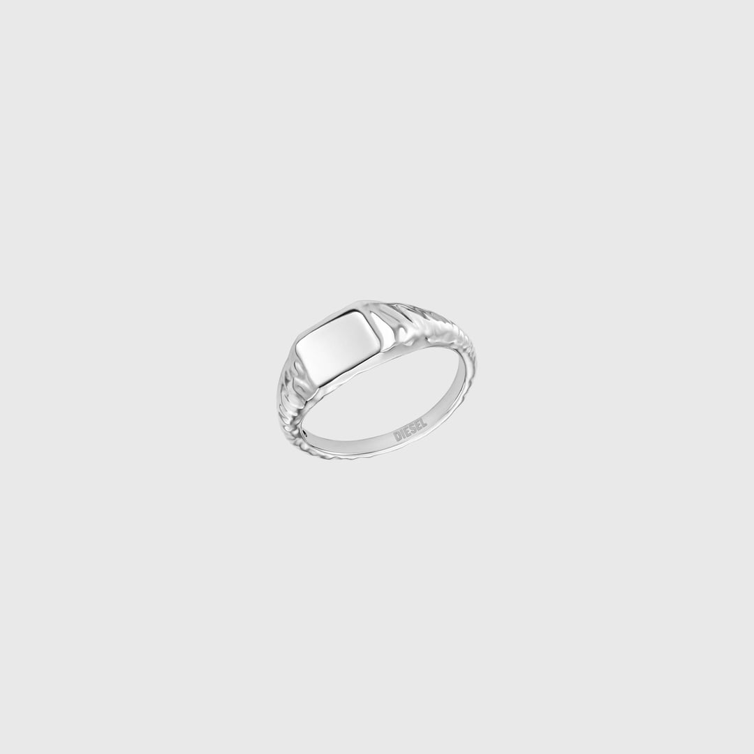Diesel - Stainless Steel Signet Ring - Rings - Unisex - Silver