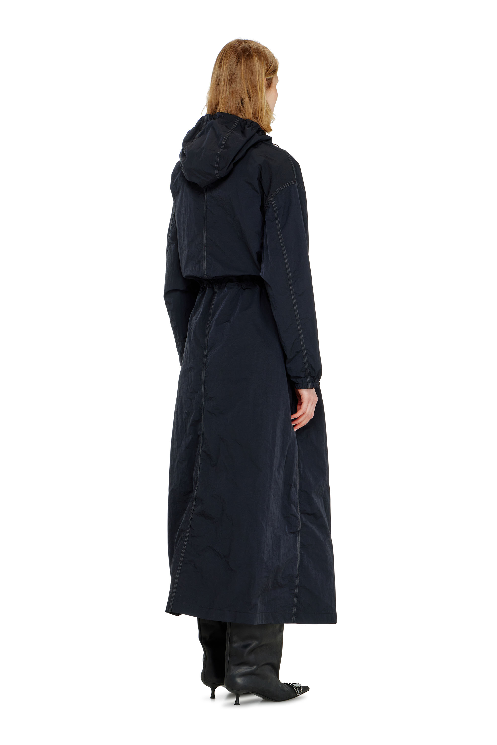 Diesel - G-ASTER-T1, Woman's Nylon trench coat with detachable hood in Night Blue - 4