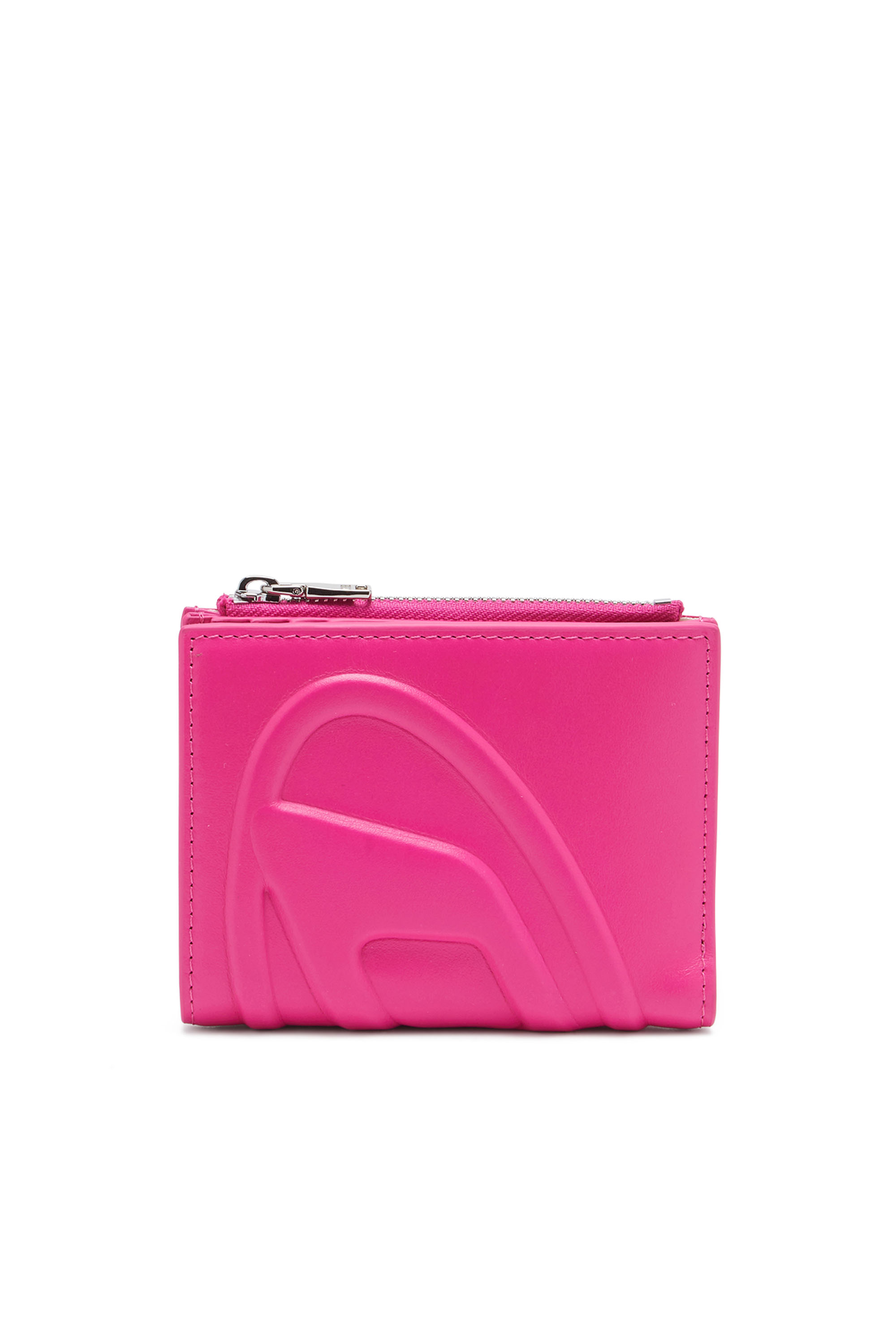 Diesel - Small leather wallet with embossed logo - Small Wallets - Woman - Pink