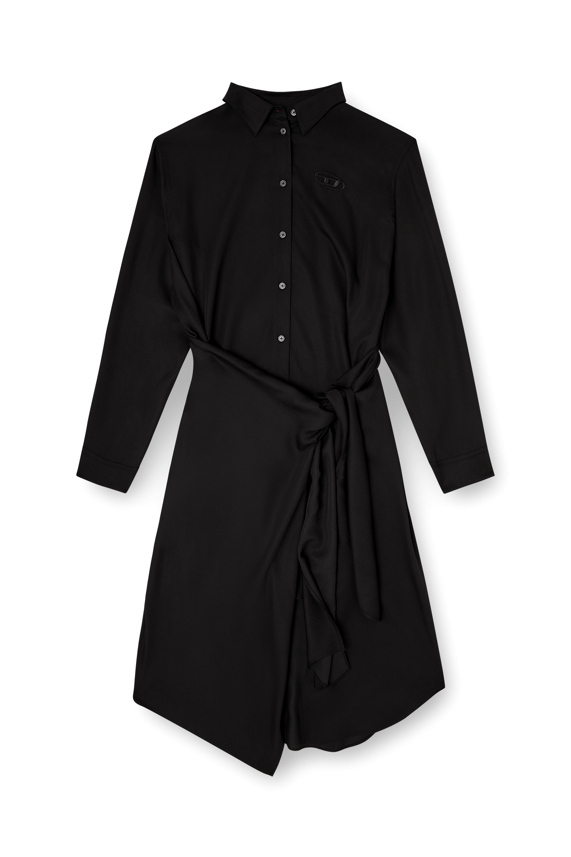 Diesel - D-ILETTA-S1, Woman's Midi shirt dress with twisted detail in Black - 3