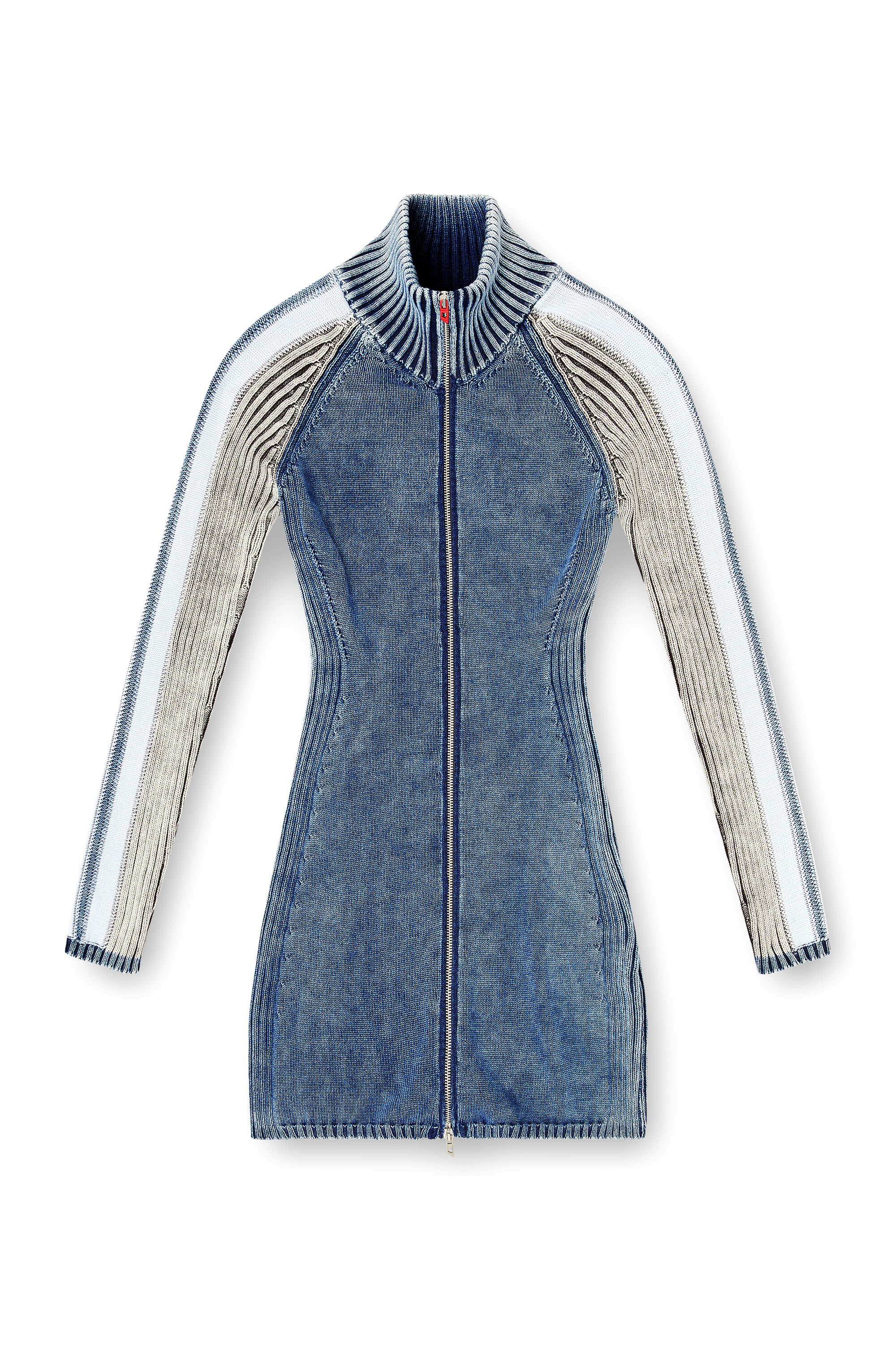 Diesel - M-ESTELLE, Woman's Turtleneck short dress in indigo knit in Blue - 3